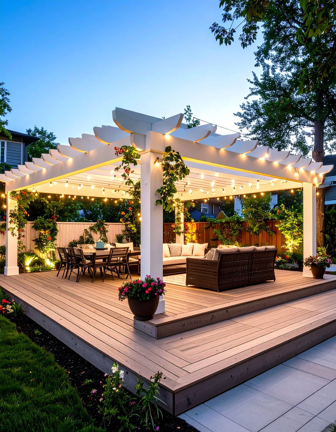 White Deck with Pergola - 24 White Deck Ideas