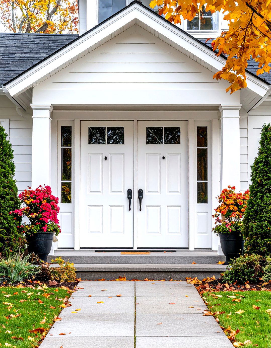 White Double Front Doors - 24 White Front Door Ideas