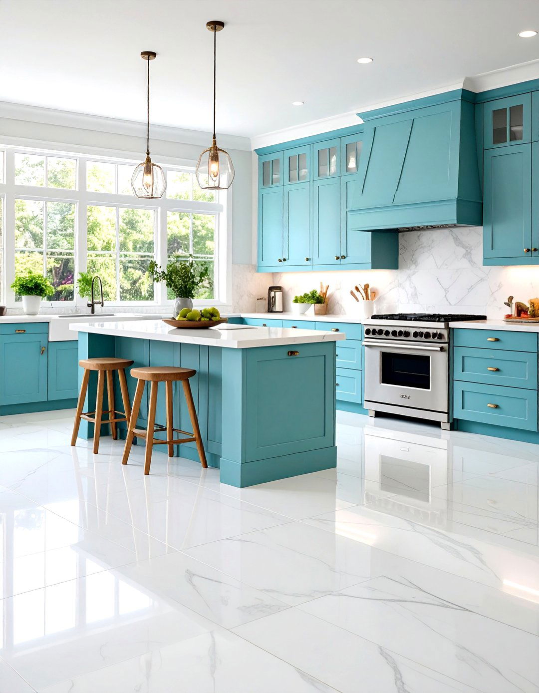White Engineered Stone Floors - 24 White Kitchen Floor Ideas