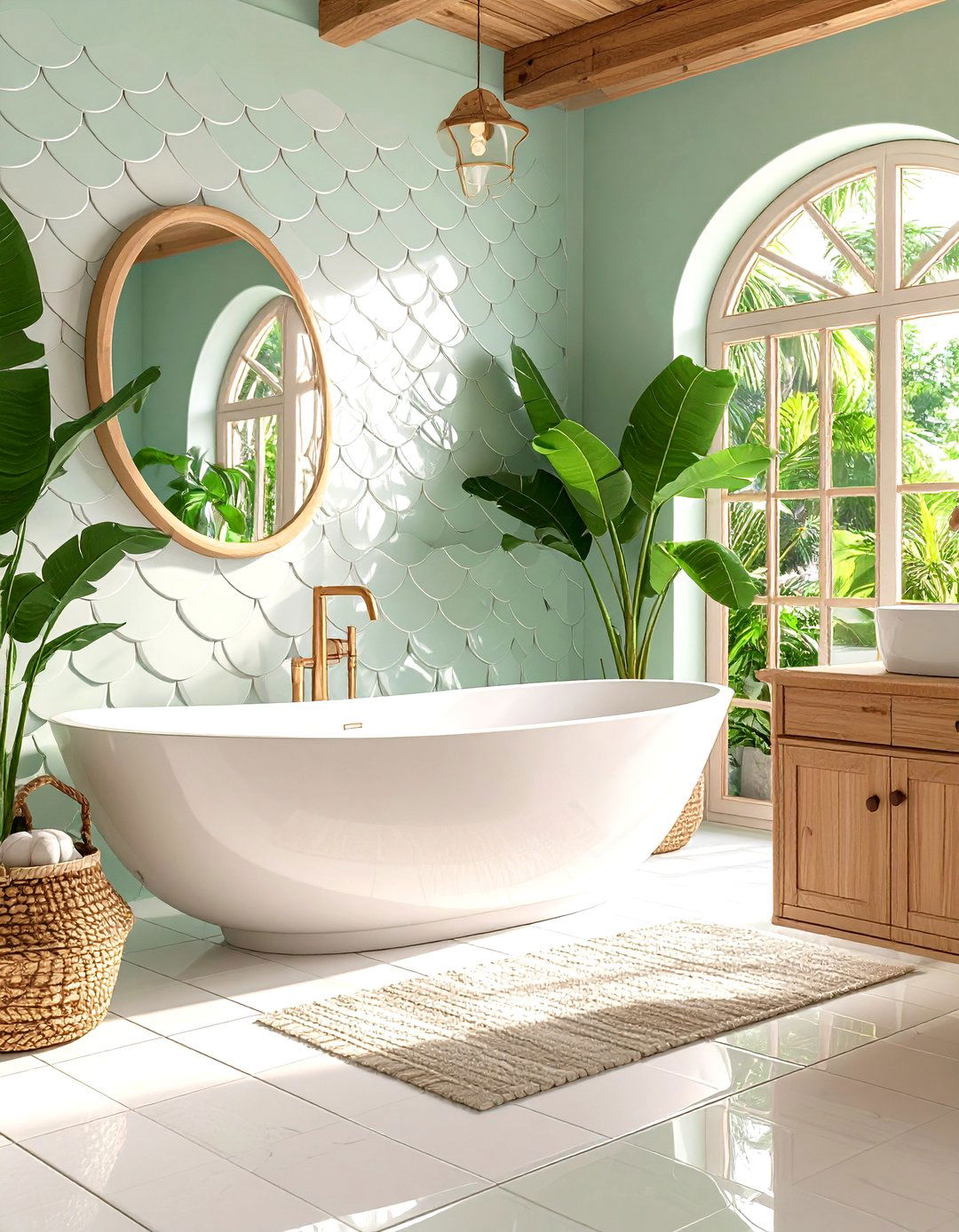 White Fish Scale Tile Patterns - 24 White Tile Bathroom Ideas