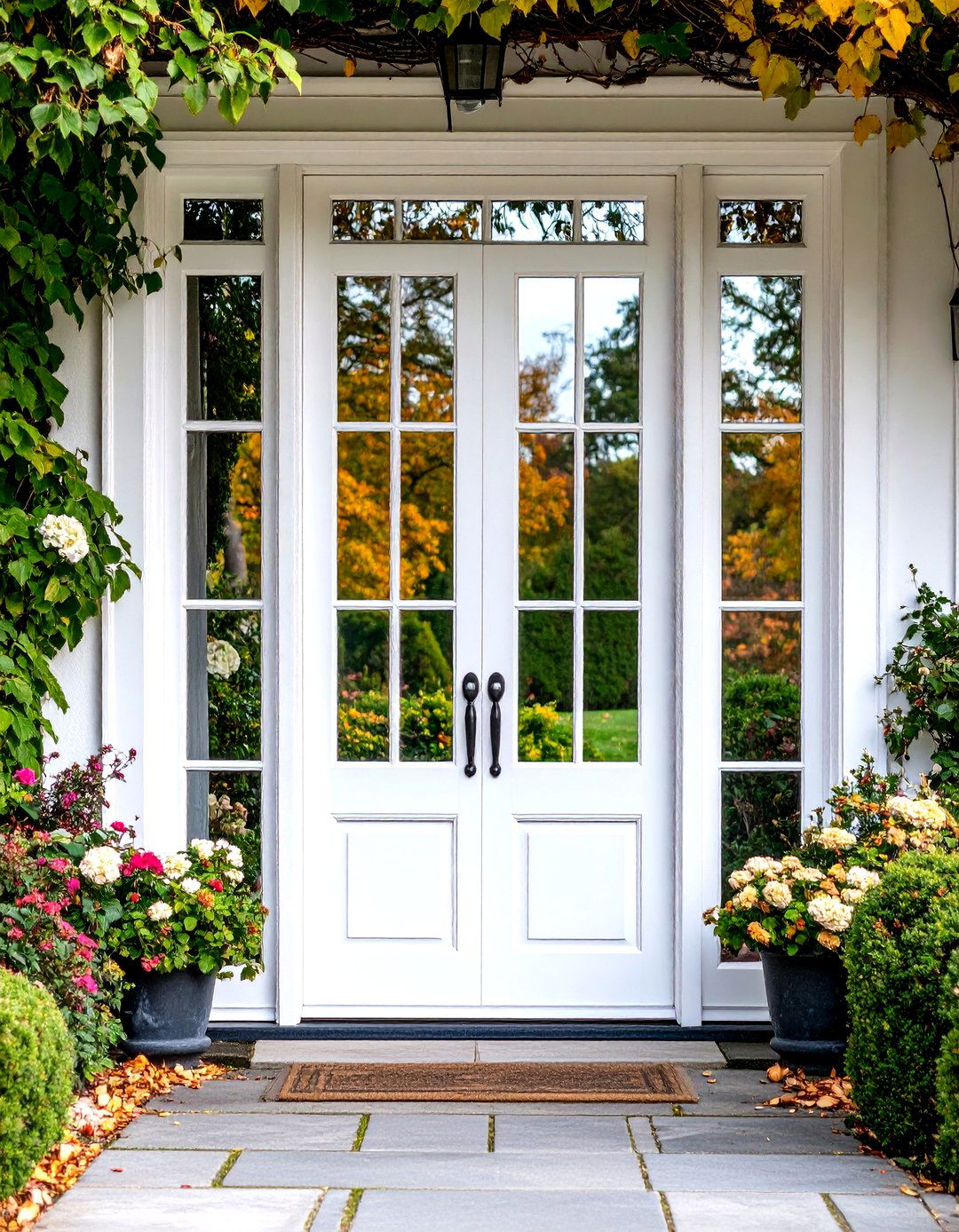 White French Style Glass Door - 24 White Front Door Ideas
