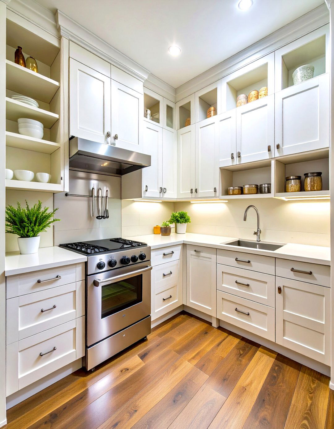 White Kitchen Pantry with Stainless Steel Appliance Garage - 24 White Kitchen with Stainless Steel Appliances Ideas