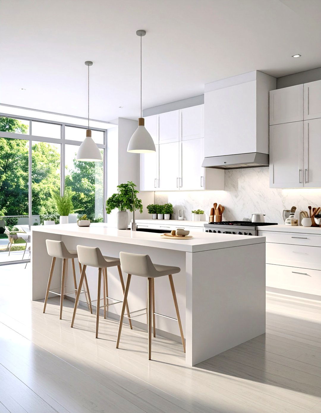 White Kitchen with Multi Level Island Design - 24 Small White Kitchen Ideas