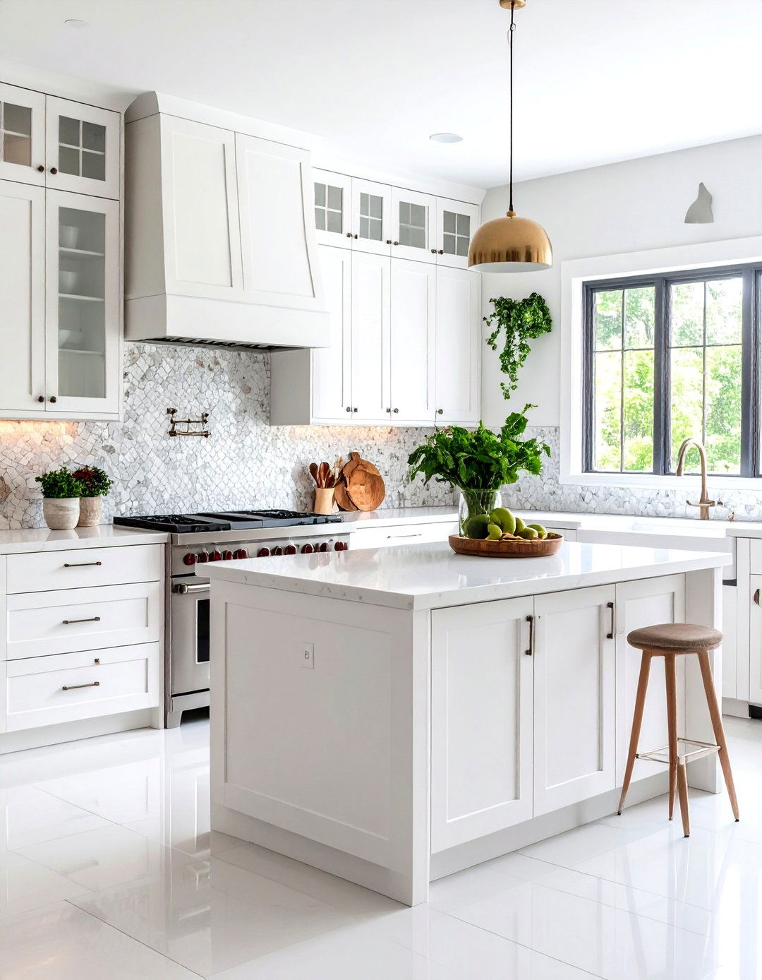White Mixed Material Mosaic - 24 White Kitchen Backsplash Ideas