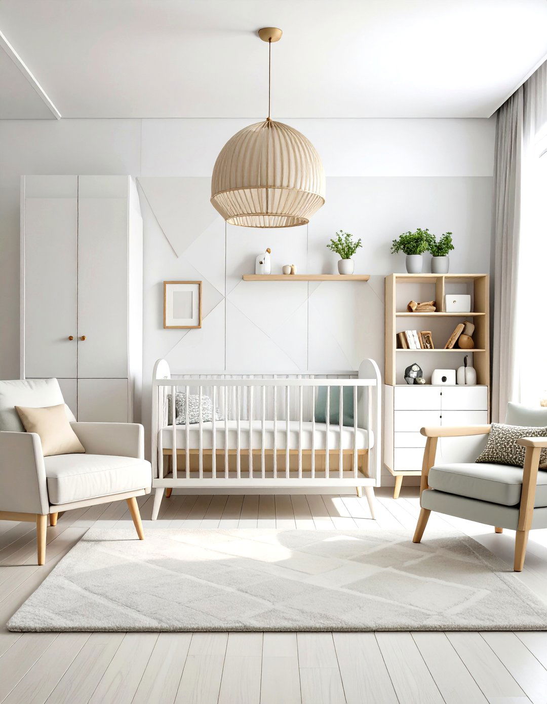 White Modern Contemporary Nursery - 24 White Nursery Ideas