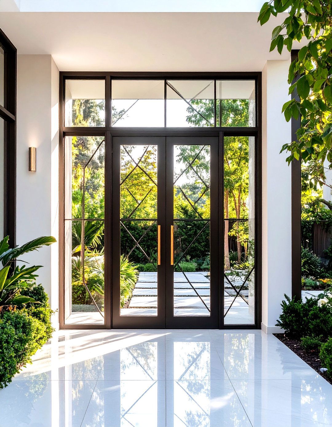 White Oak Door with Geometric Glass Patterns - 24 White Oak Front Door Ideas
