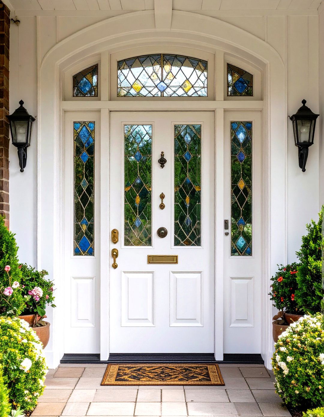 White Oak Door with Leaded Glass Panels - 24 White Oak Front Door Ideas
