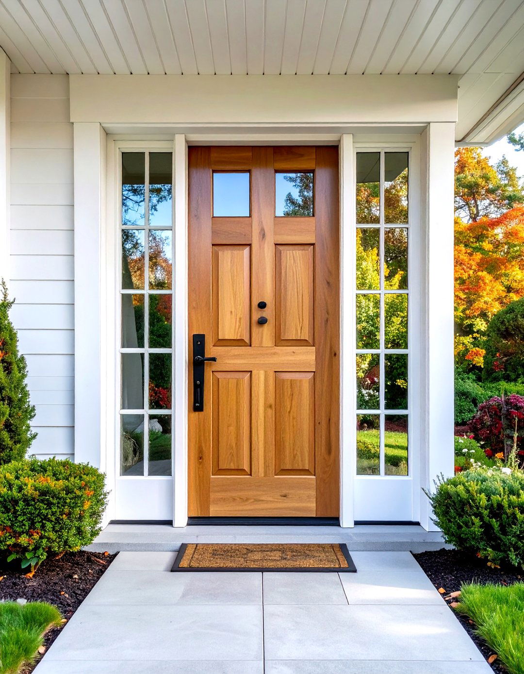 White Oak Front Door with Sidelights and Glass Panels - 24 White Oak Front Door Ideas