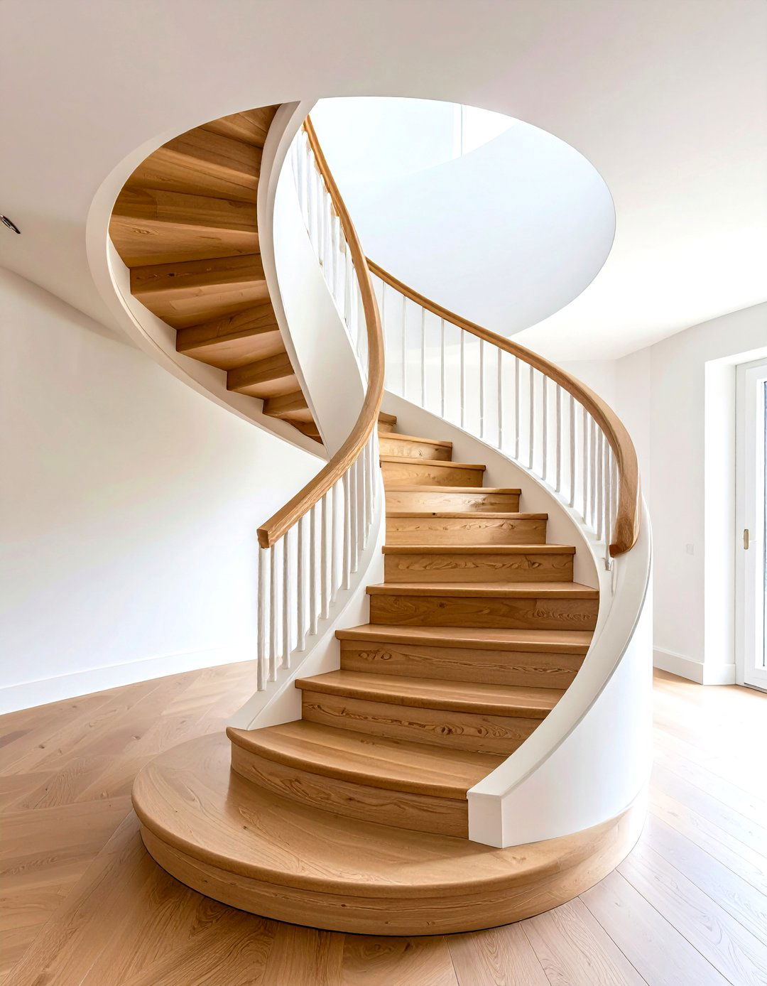 White Oak Helical Staircase Design - 24 White Oak Staircase Ideas