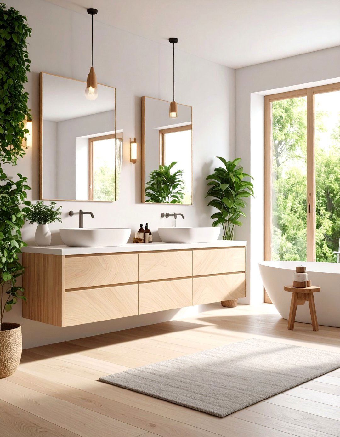 White Oak Minimalist Floating Vanity - 24 Wood Bathroom Vanity Ideas
