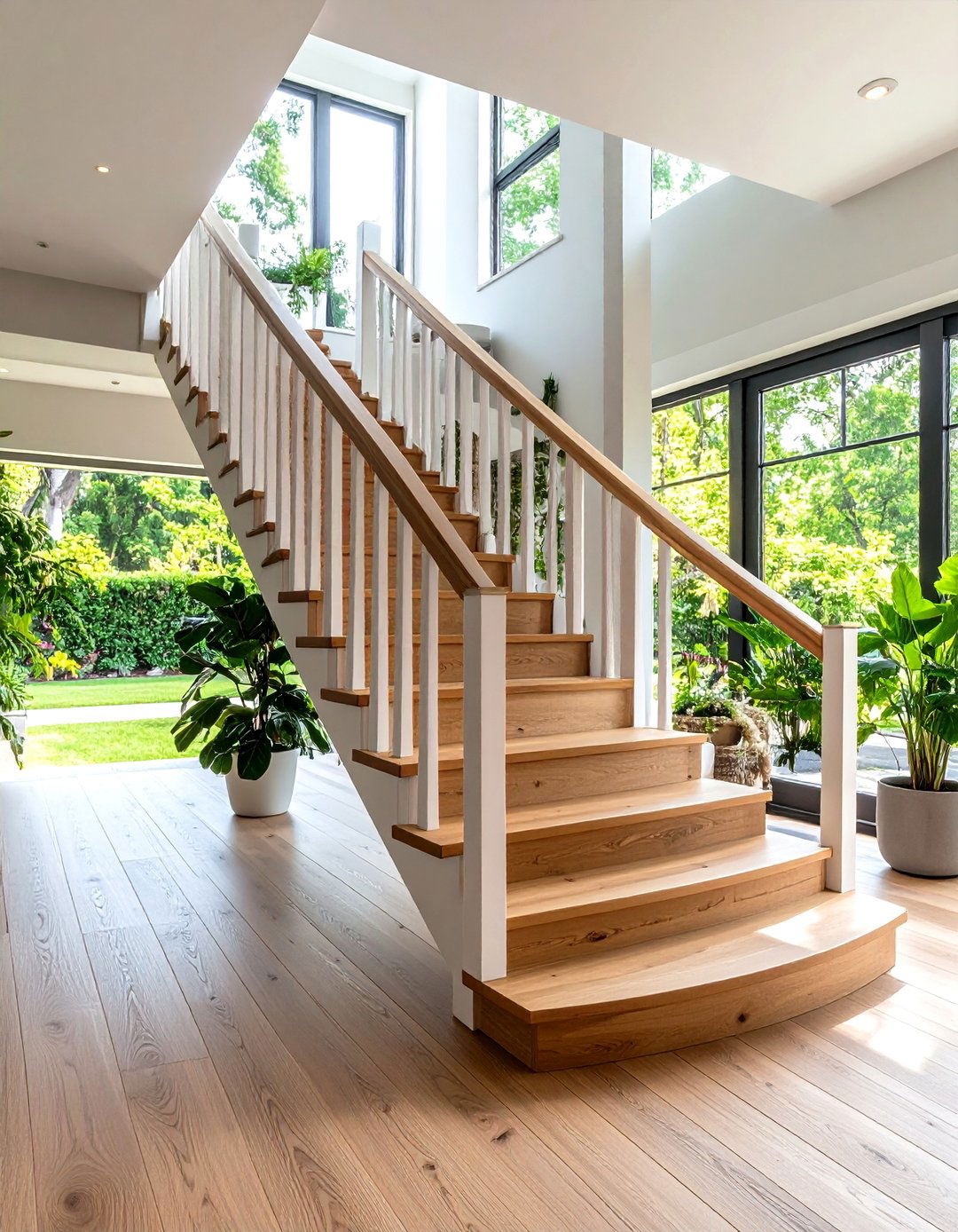 White Oak Staircase with Integrated Planters - 24 White Oak Staircase Ideas