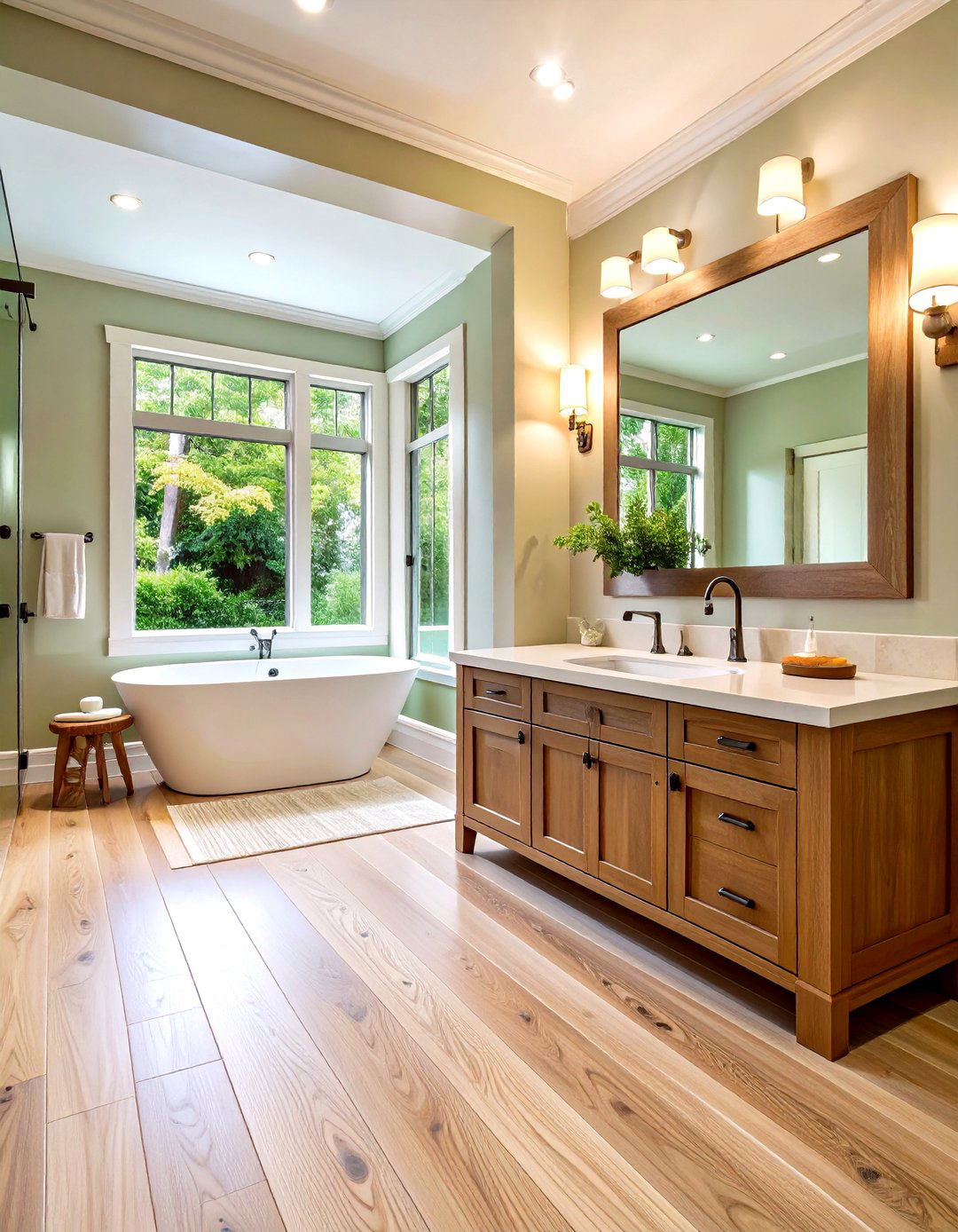 White Oak Wire Brushed Engineered Flooring - 24 Ideas for Wood Floors in Bathrooms