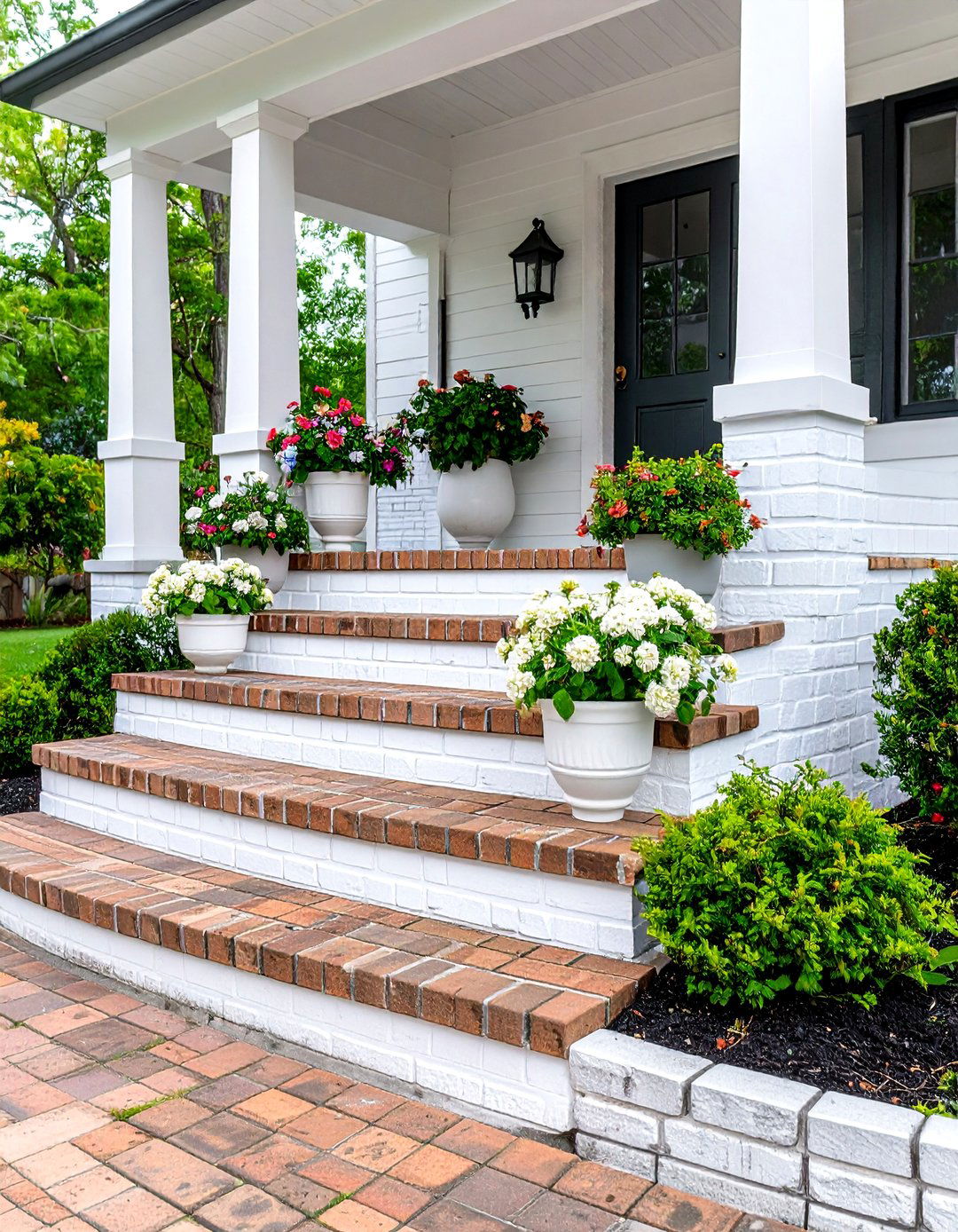 White Painted Brick Contemporary Steps - 24 Brick Front Steps Design Ideas