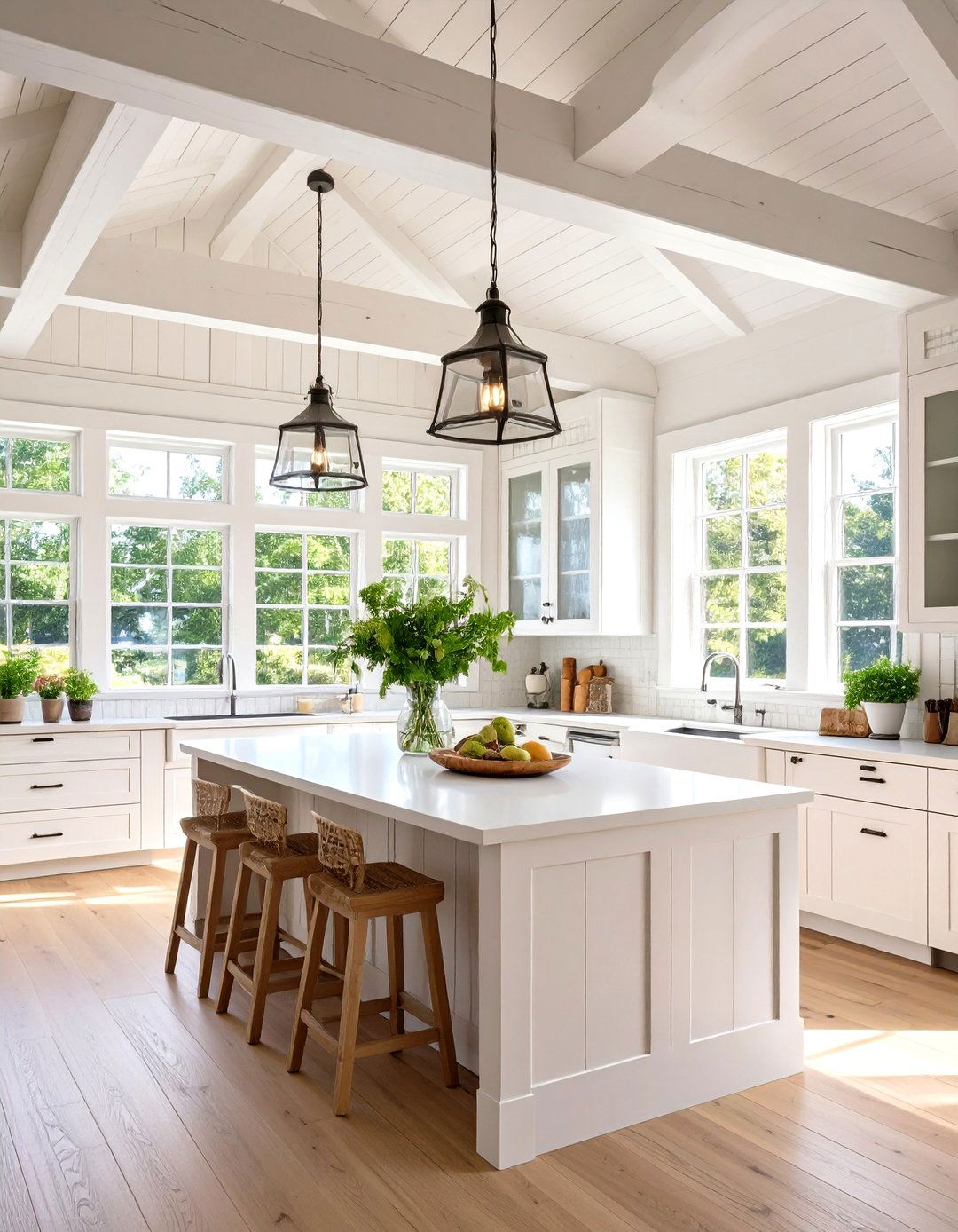White Painted Wood Beam Kitchen Ceiling - 24 Wood Ceiling Kitchen Ideas