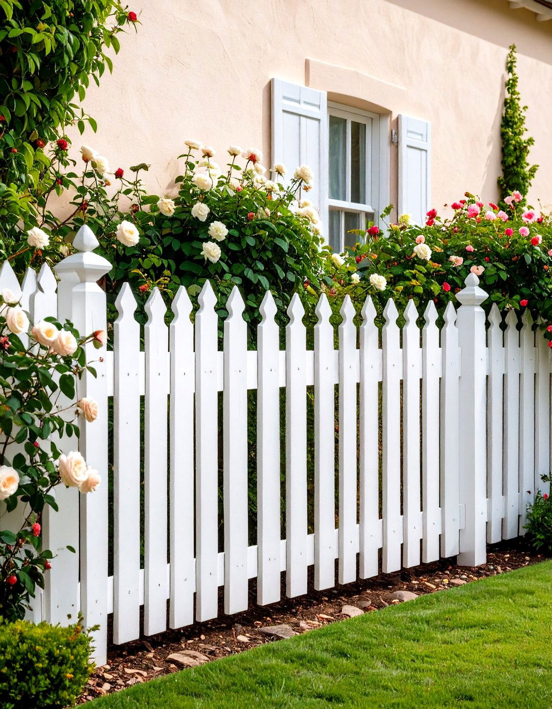 White Picket Garden Fence Contrast Design - 24 spanish bungalow exterior ideas