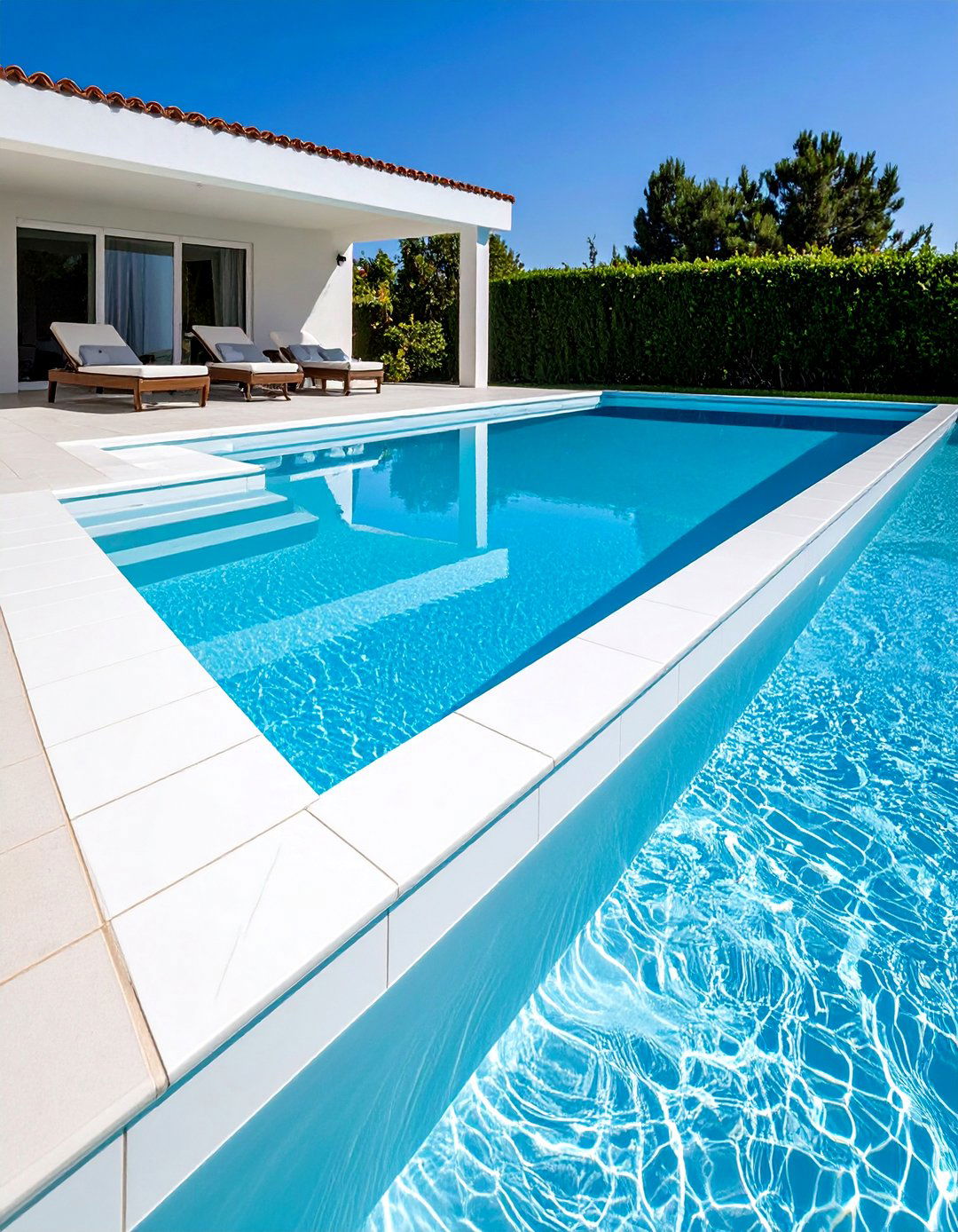 White Pool Waterline Tiles for Clean Minimalism - 24 Waterline Pool Tile Ideas