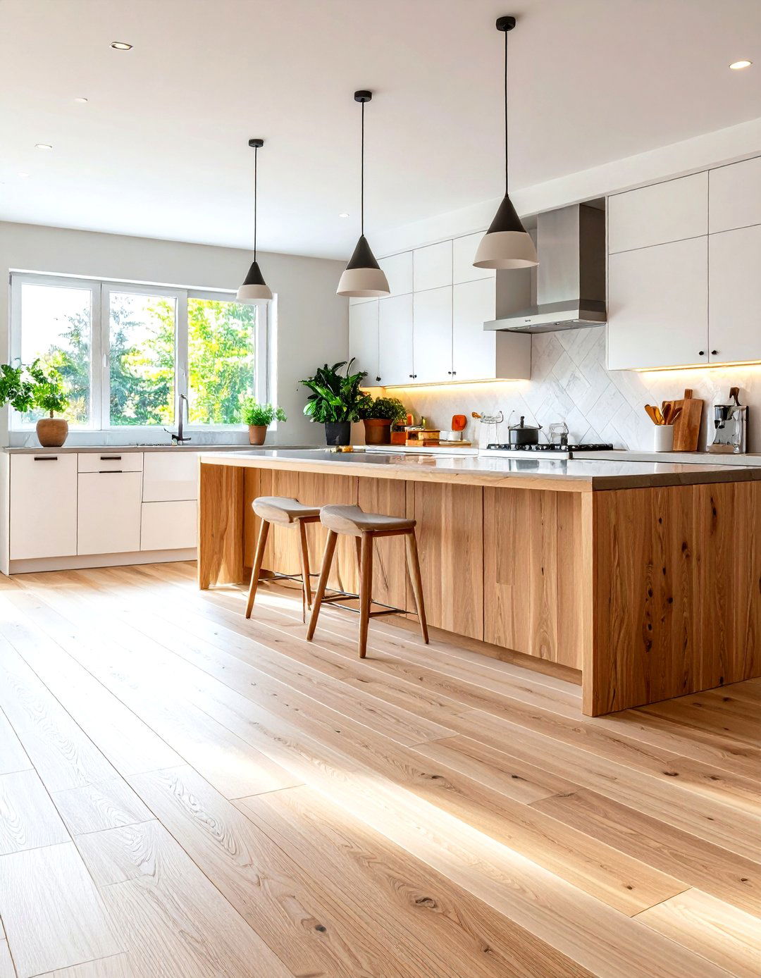 White Porcelain Wood Plank Floors - 24 White Kitchen Floor Ideas