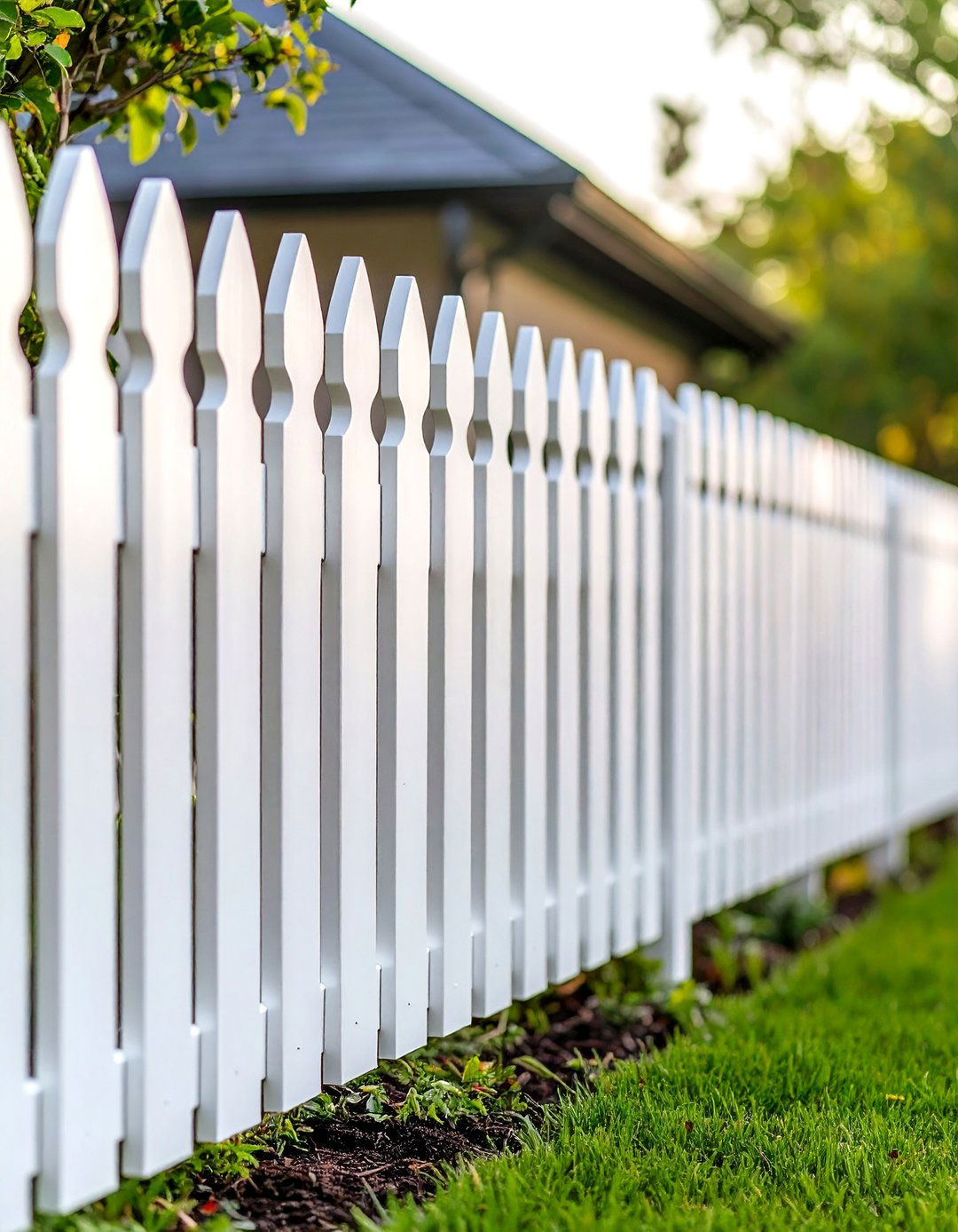White Privacy Fence with Decorative Scalloped Tops - 24 White Privacy Fence Ideas