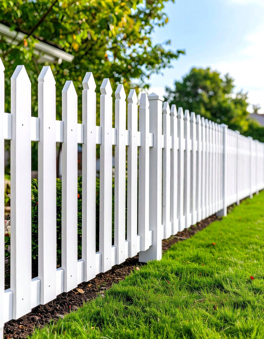 White Privacy Fence with Metal Accent Strips - 24 White Privacy Fence Ideas