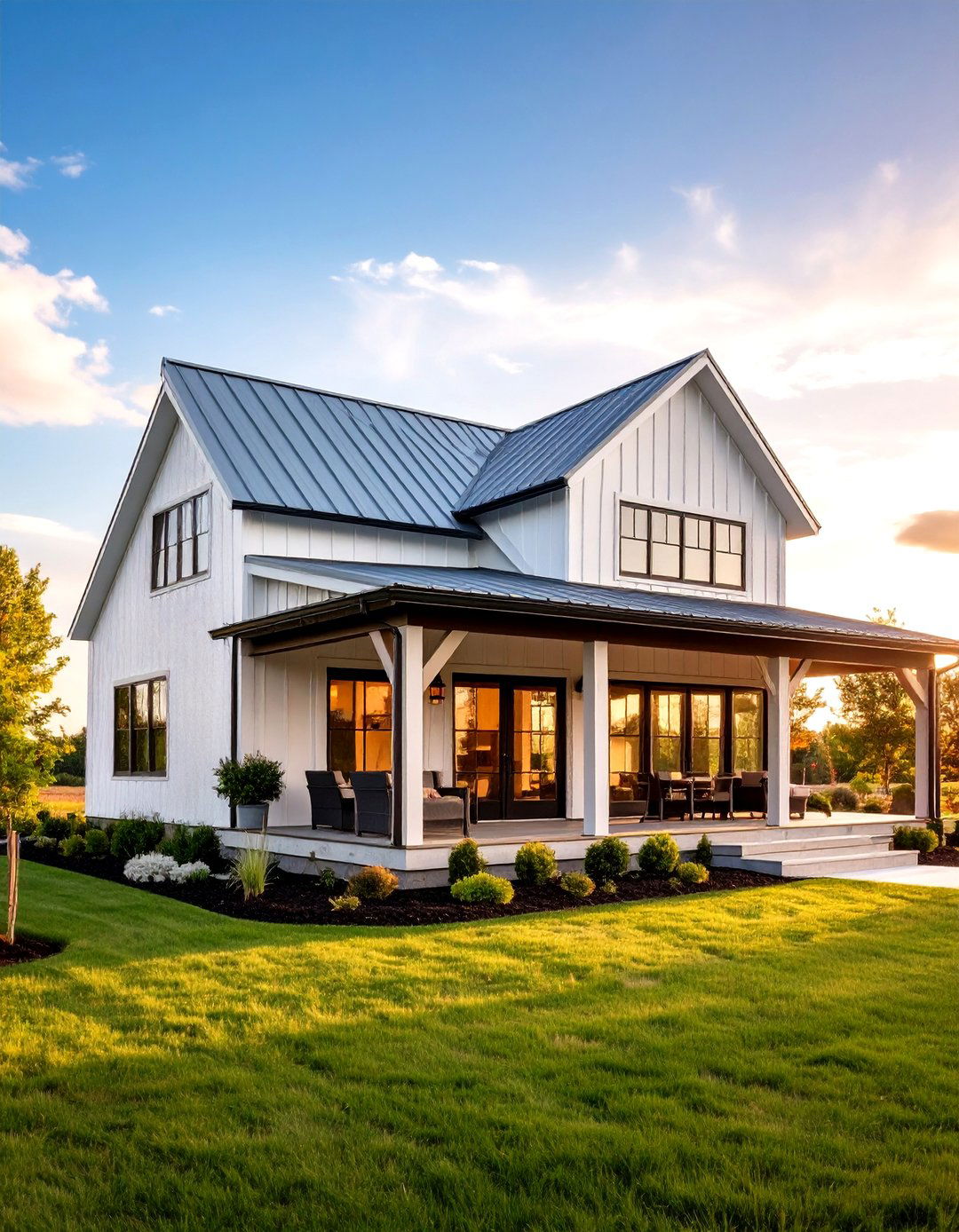 White Ranch Style with Metal Roofing - 24 White Home Exterior Ideas