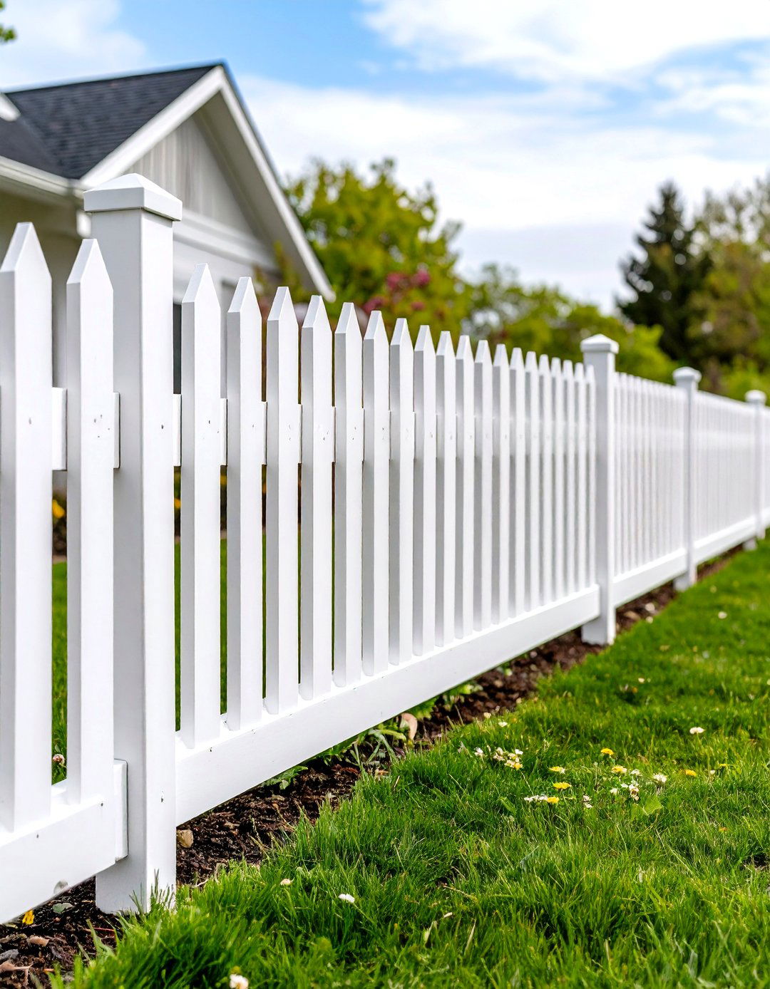 White Semi Privacy Fence with Board Spacing - 24 White Privacy Fence Ideas