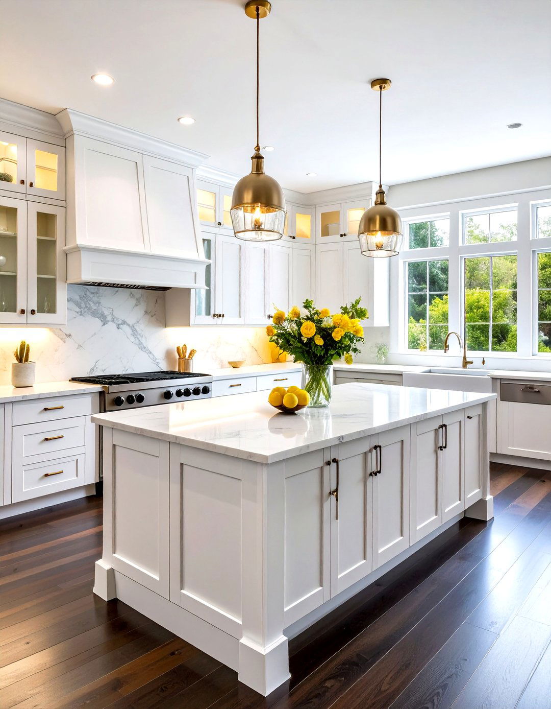 White Shaker Cabinets Dark Hardwood Floors - 24 Kitchen With Dark Wood Floors