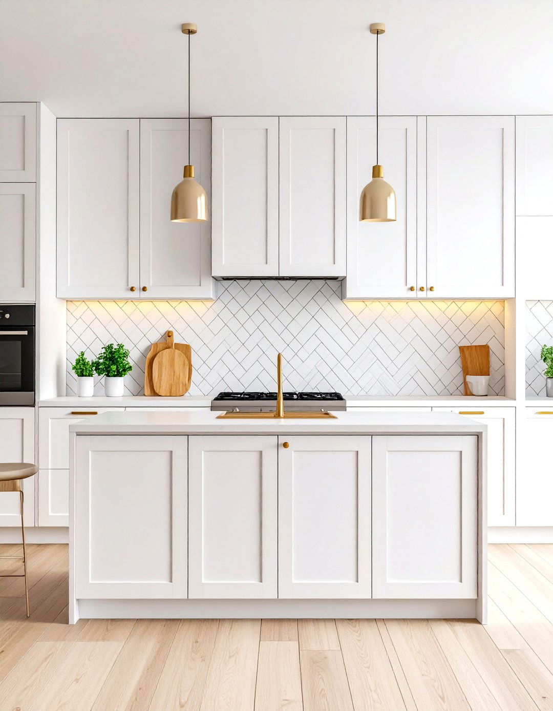 White Stacked Bond Pattern - 24 White Kitchen Backsplash Ideas