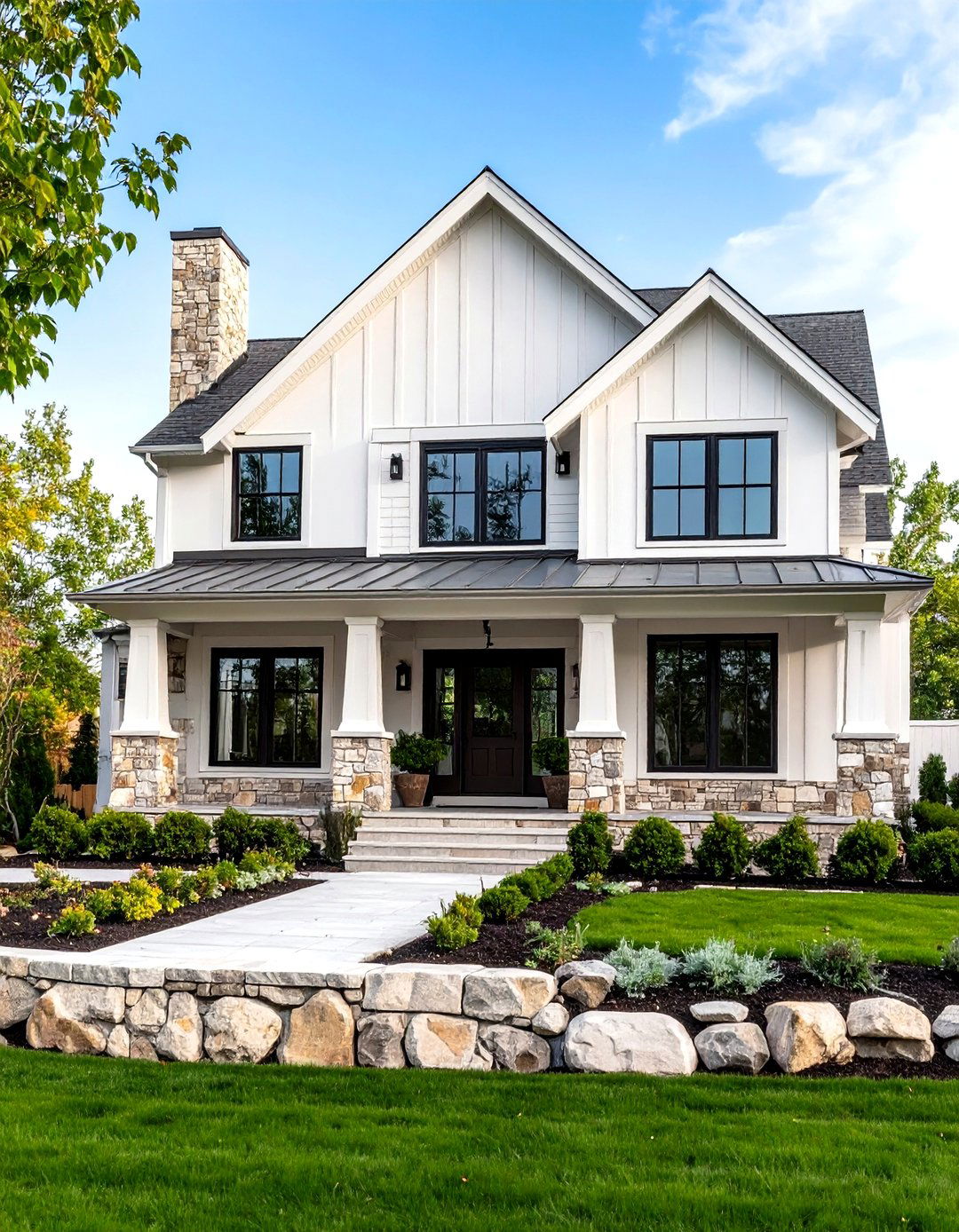 White Stone and Natural Material Combinations - 24 White Home Exterior Ideas