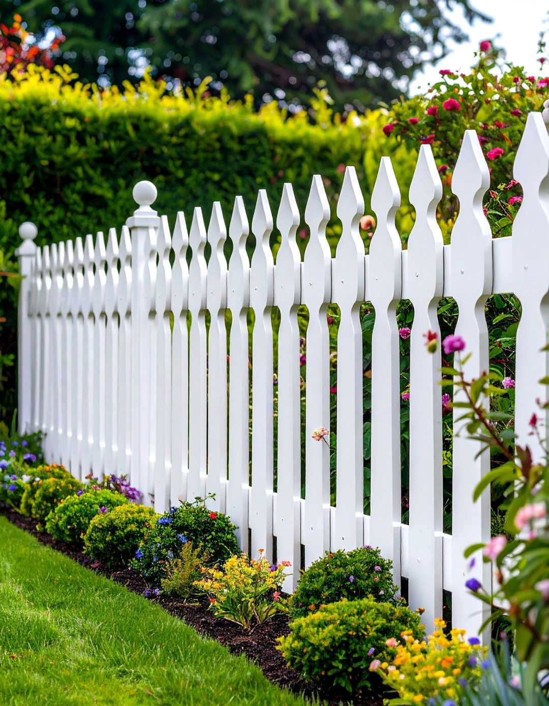 White Victorian Scalloped Privacy Fence - 24 White Privacy Fence Ideas