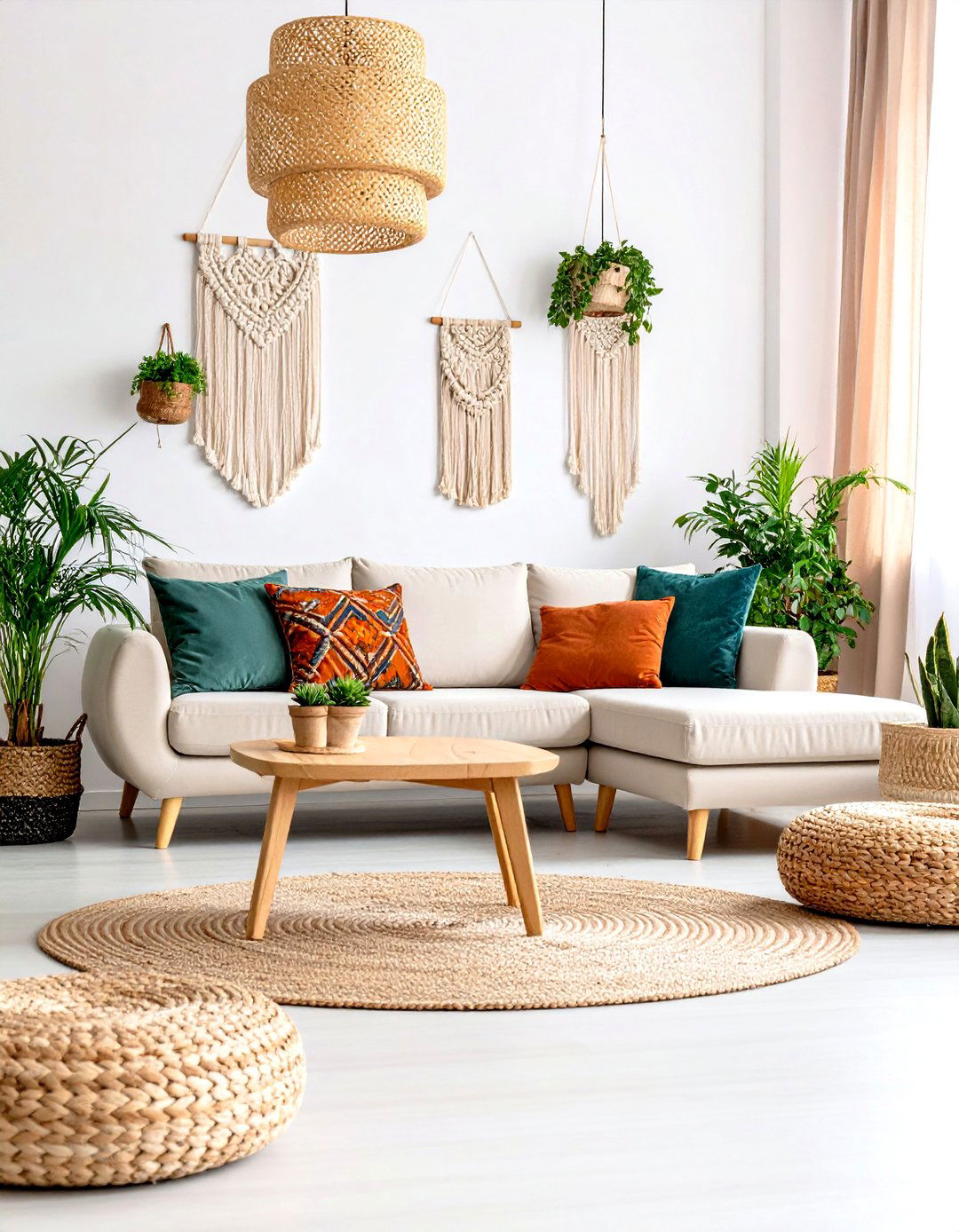White Wall Foundation Living Room - 24 Boho-scandinavian Design and Decor Ideas