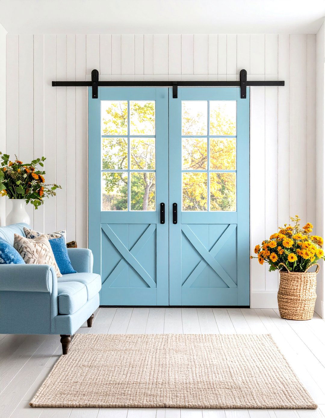 White Washed Barn Door - 24 Barn Door Ideas