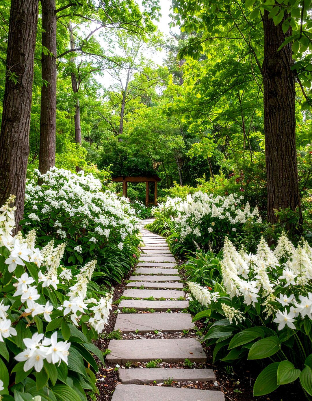 White Woodland Garden Sanctuary - 24 White Garden Design Ideas