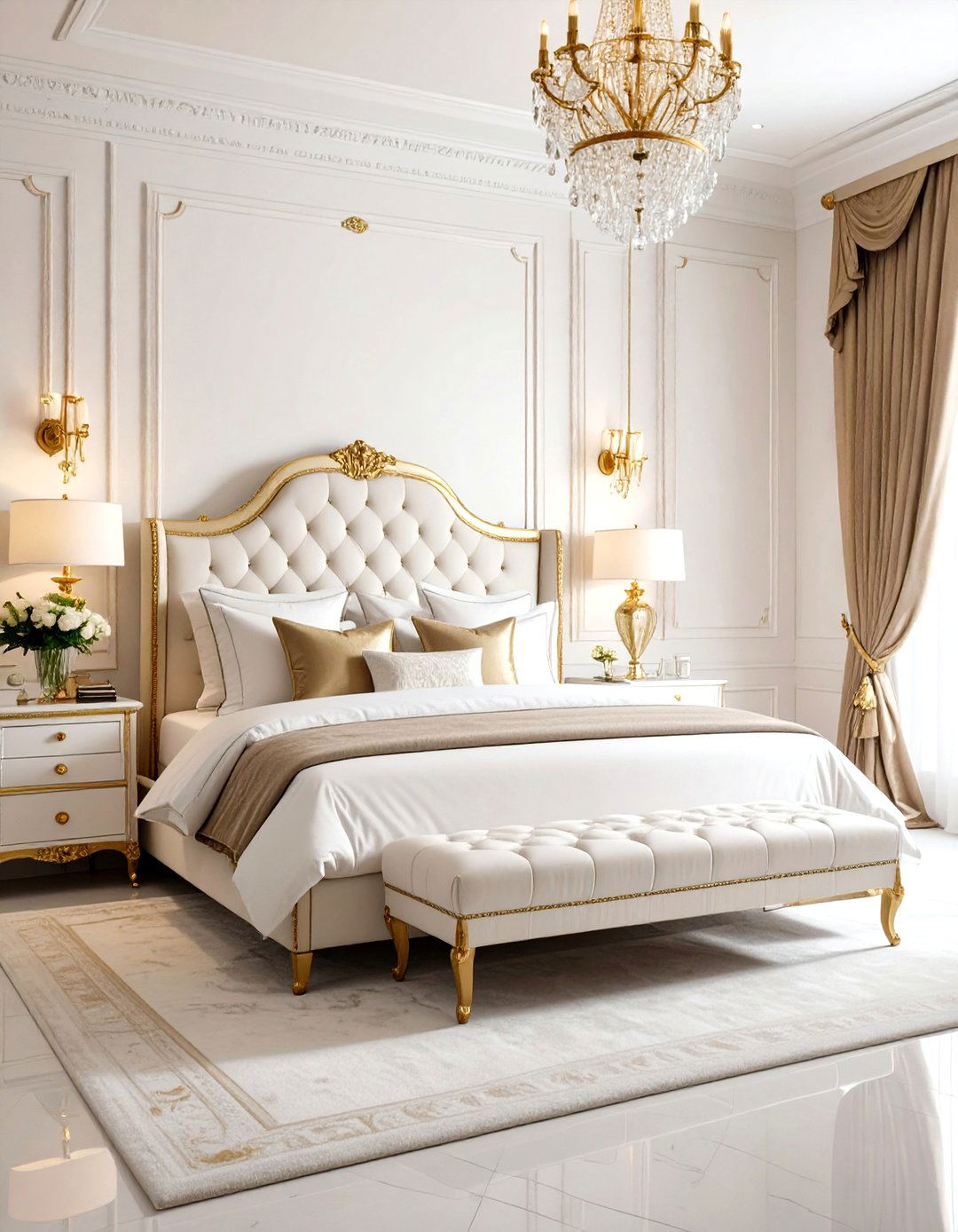 White and Gold Luxury Bedroom - 24 Blair Waldorf Bedroom