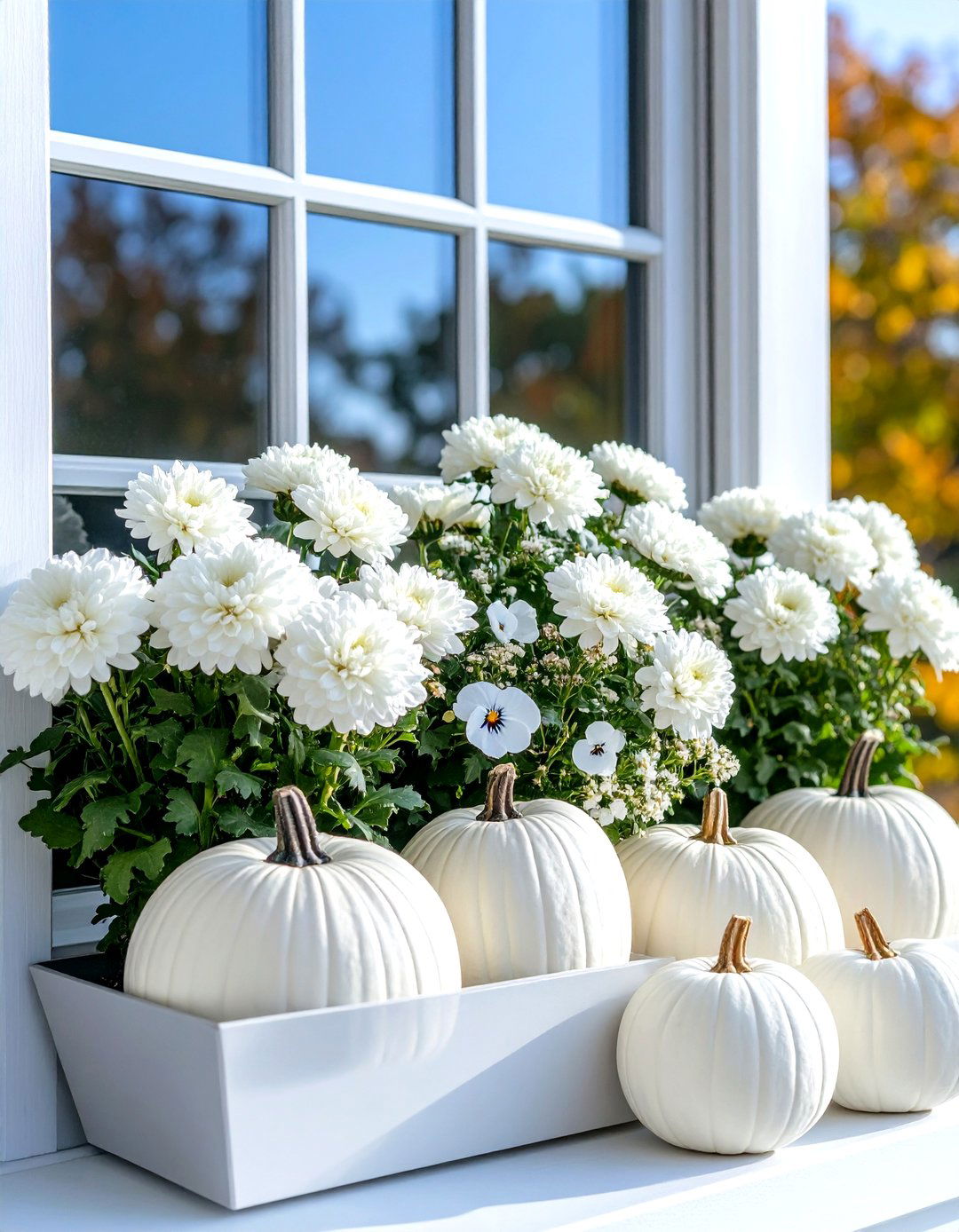 White and Silver Serenity - 24 Fall Window Box Ideas
