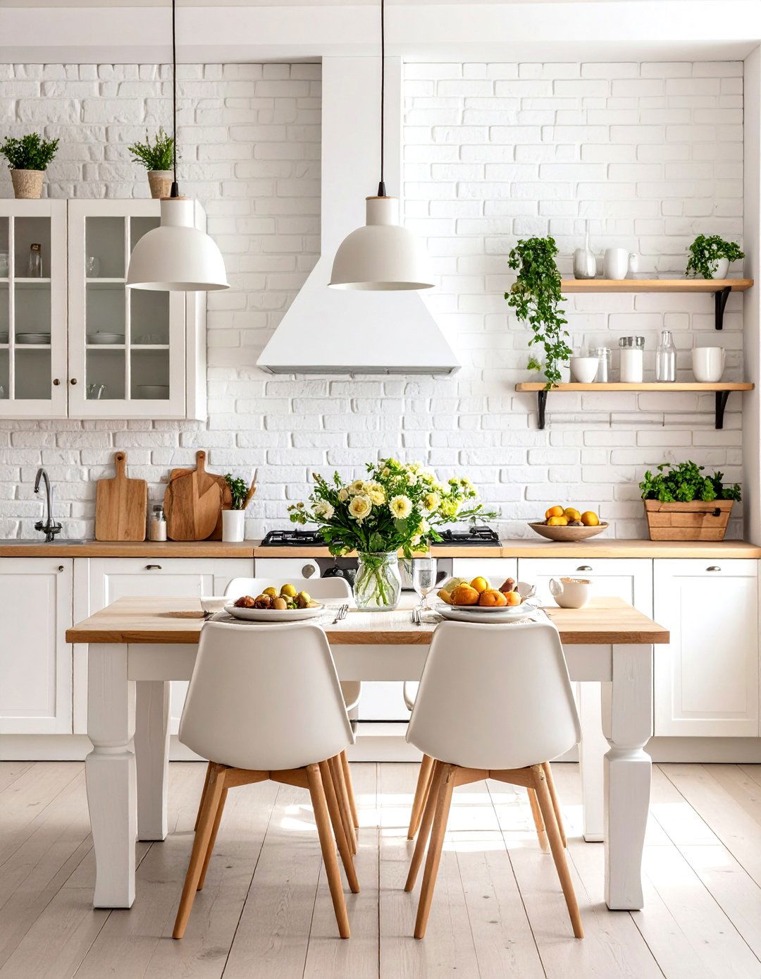 Whitewashed Brick Elements - 24 Cottage Kitchen Ideas