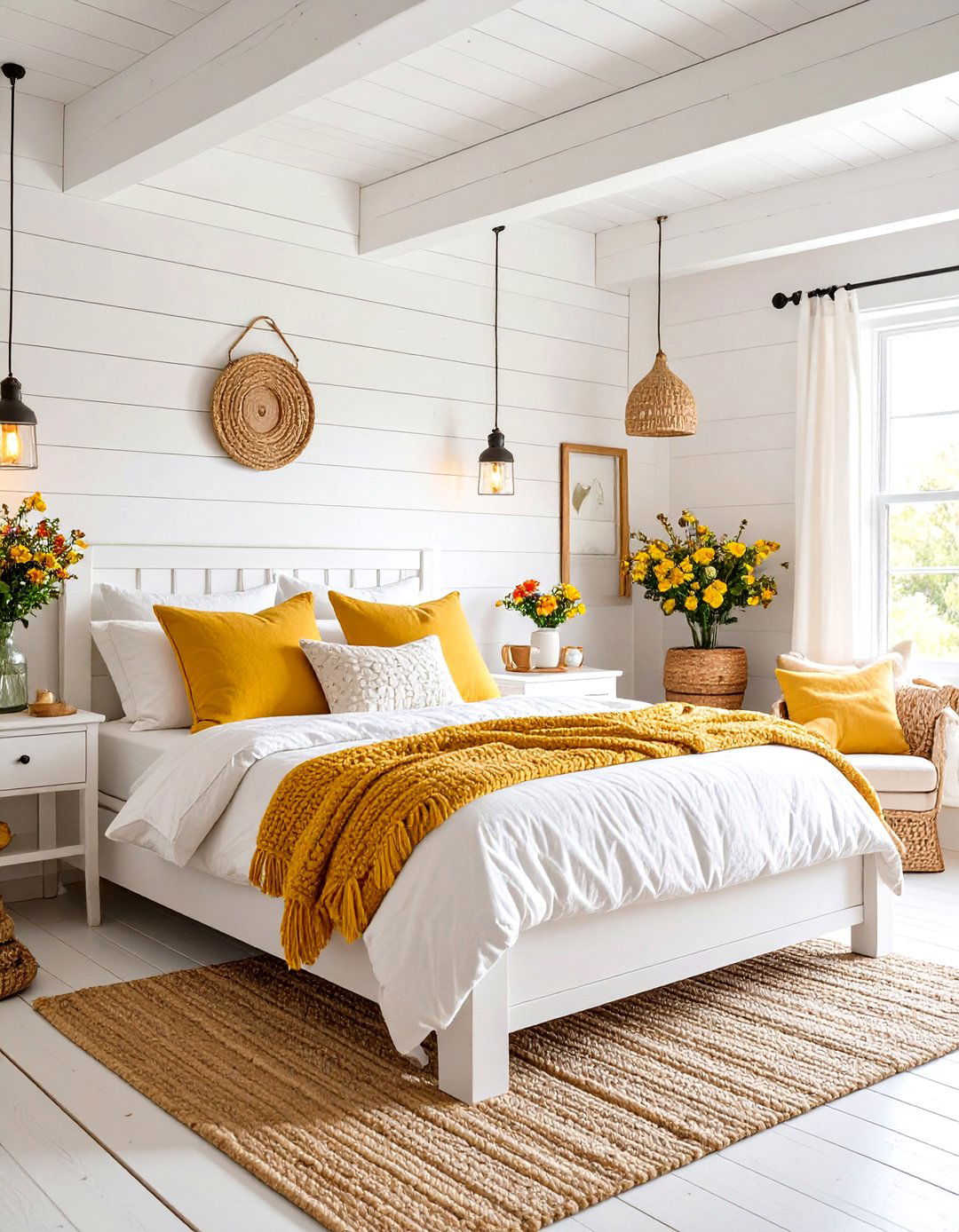 Whitewashed Coastal Farmhouse Bedroom - 24 Coastal Bedroom Ideas