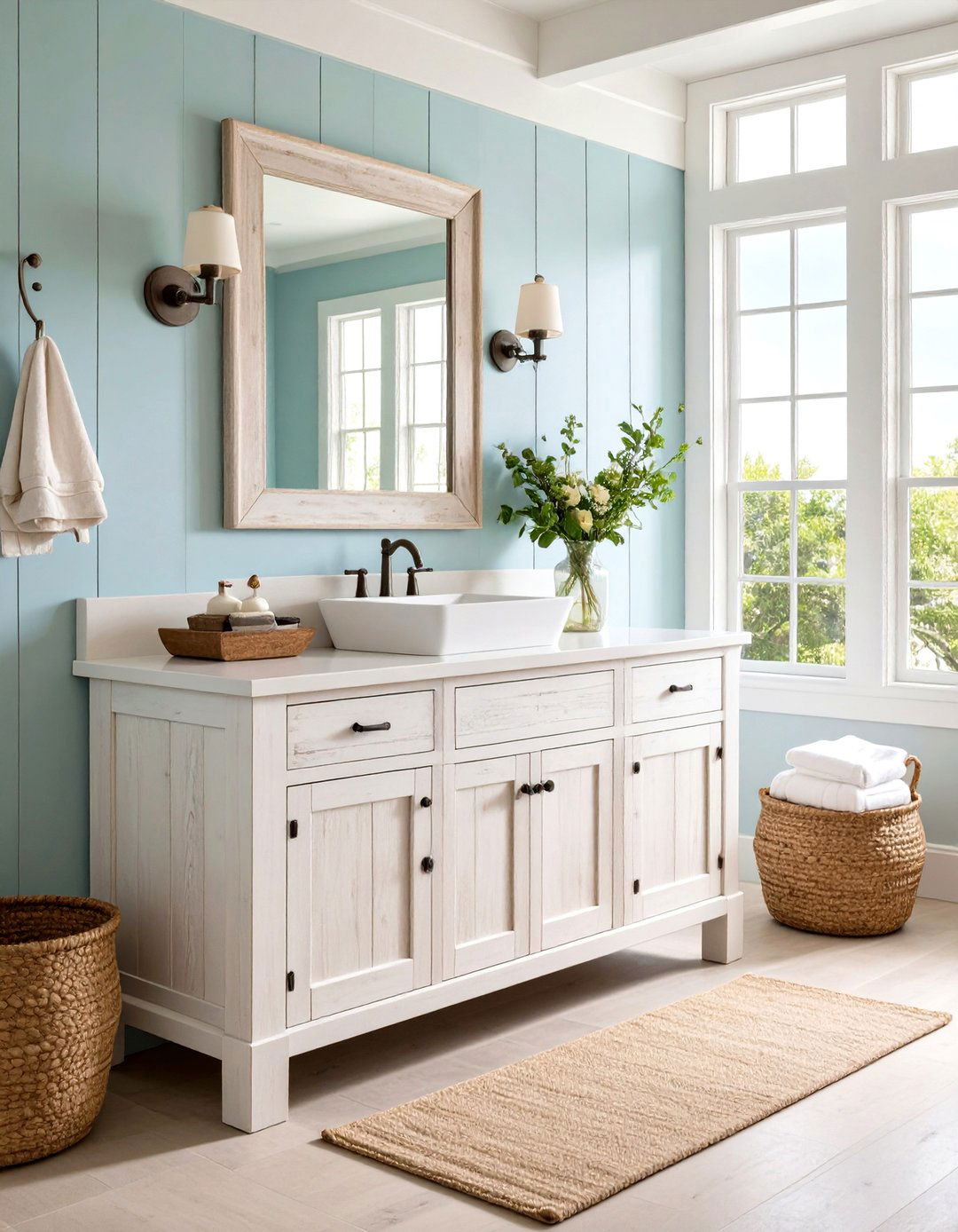 Whitewashed Driftwood Coastal Vanity - 24 Wood Bathroom Vanity Ideas