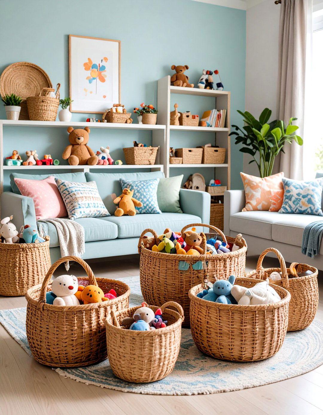 Wicker Basket Collections - 24 Living Room Toy Storage Ideas