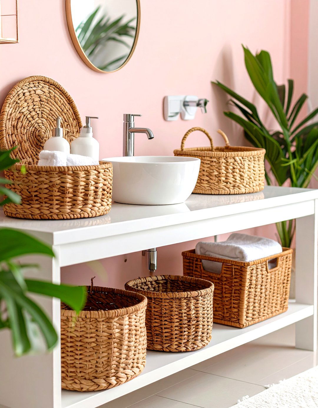 Wicker Basket Storage Collections - 24 Small Bathroom Storage Ideas