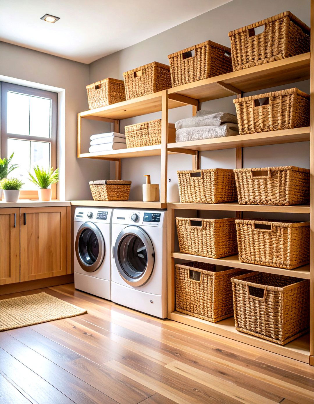 Wicker Basket Storage Laundry Room - 24 Rustic Laundry Room Ideas
