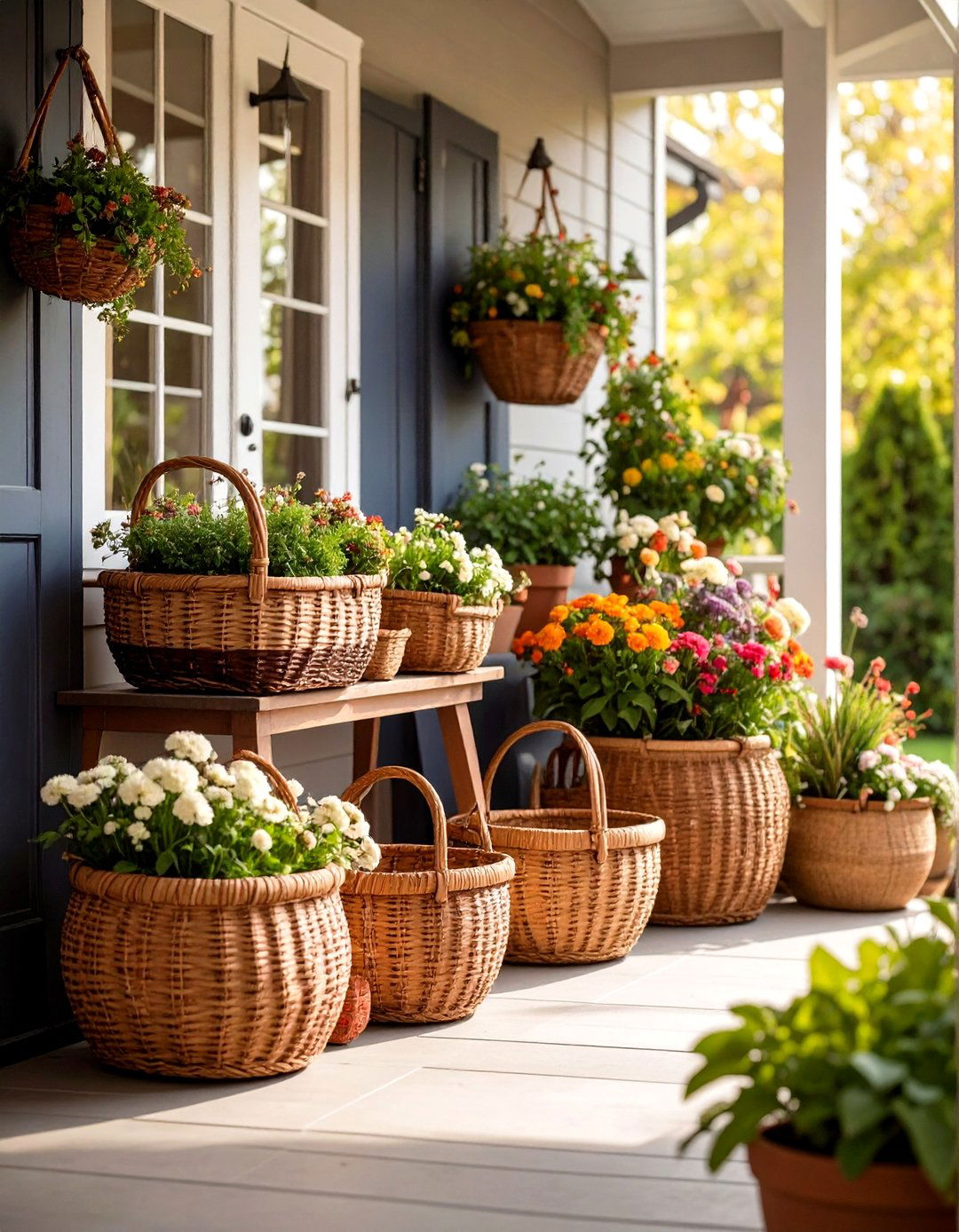 Wicker Basket Storage Solutions - 24 Rustic Porch Ideas