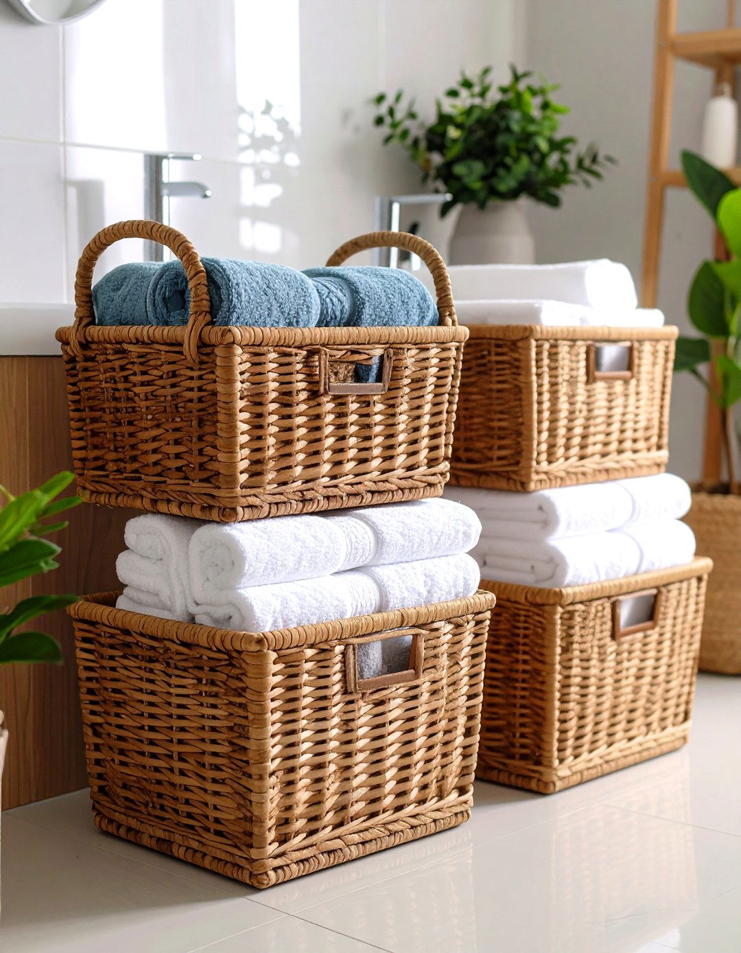 Wicker Basket Storage - 24 Towel Display Ideas