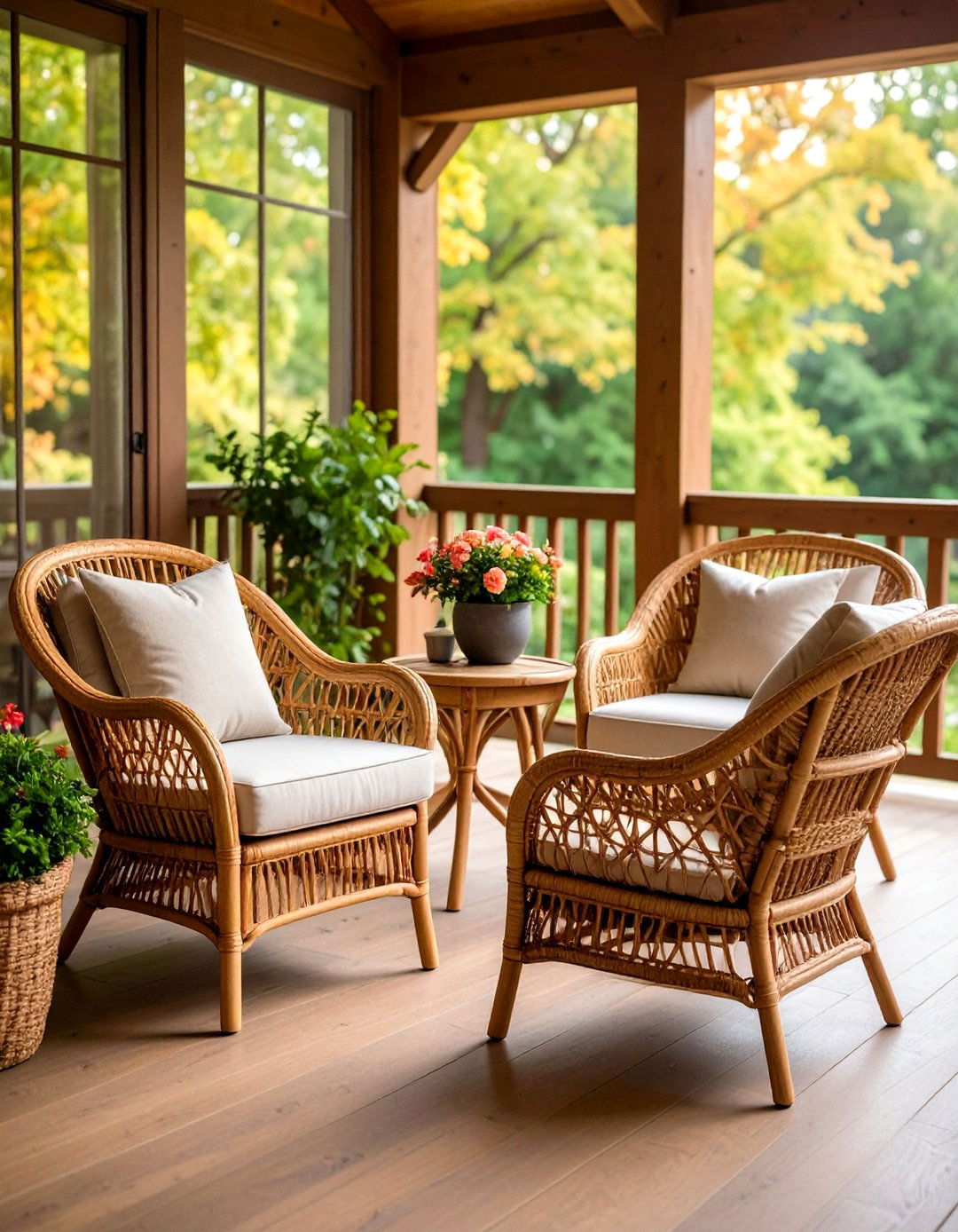 Wicker Furniture Comfortable Seating - 24 Rustic Front Porch Ideas
