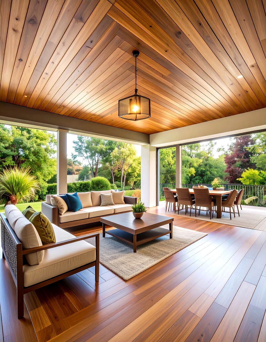 Wide Plank Vinyl Ceiling for Modern Sophisticated Appeal - 24 Vinyl Porch Ceiling Ideas