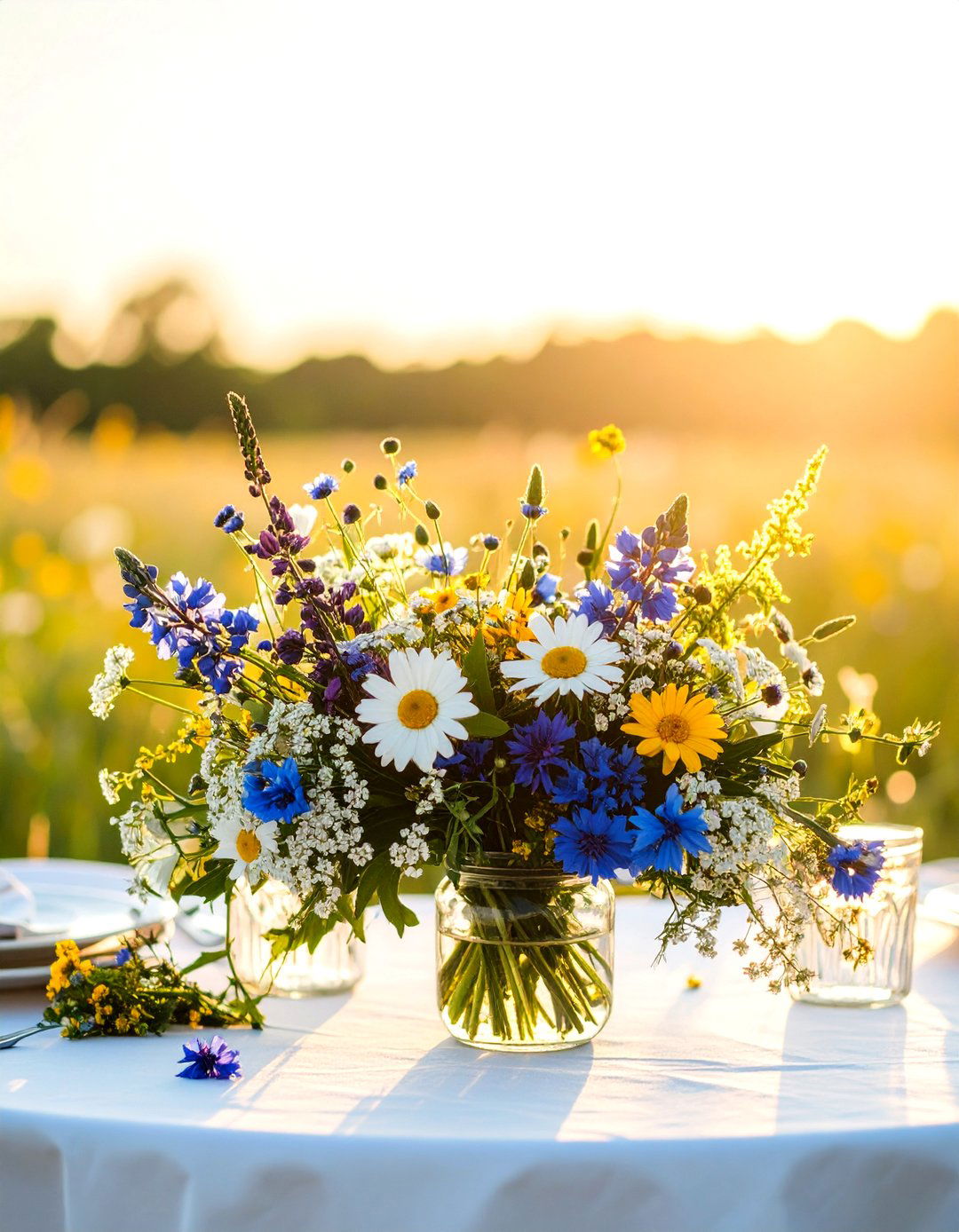 Wildflower Mason Jar Centerpieces - 24 Mason Jar Wedding Centerpieces