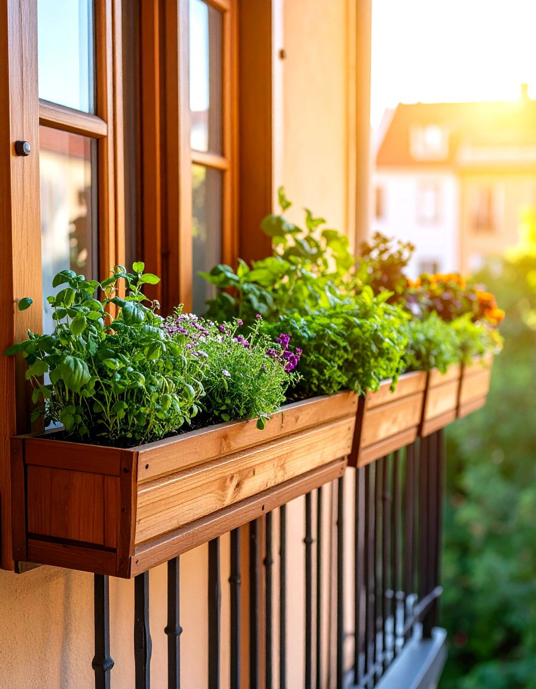 Window Box Herb Collections - 24 Green Balcony Ideas