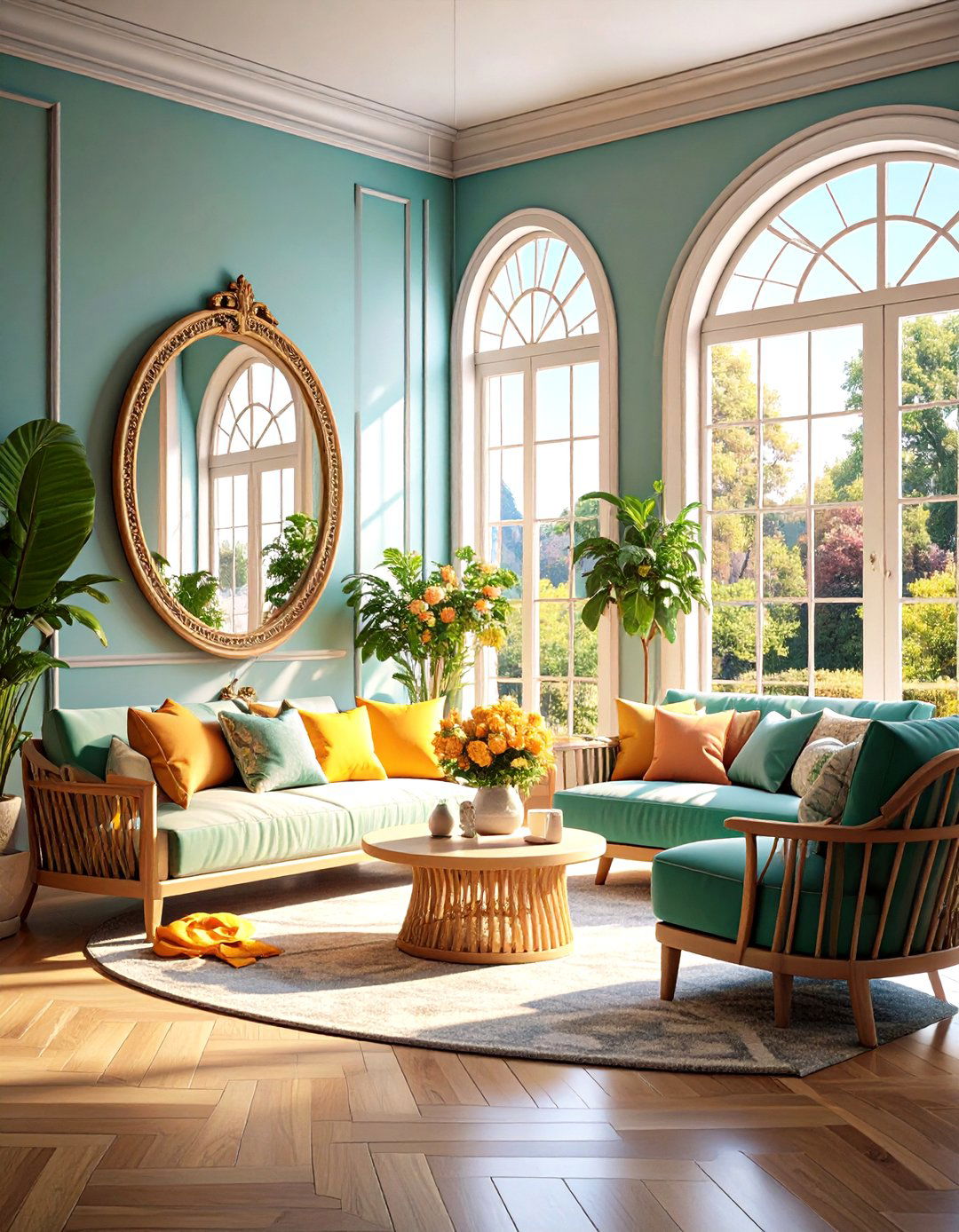 Window Pane Style Mirrors - 24 Living Room Mirror Ideas