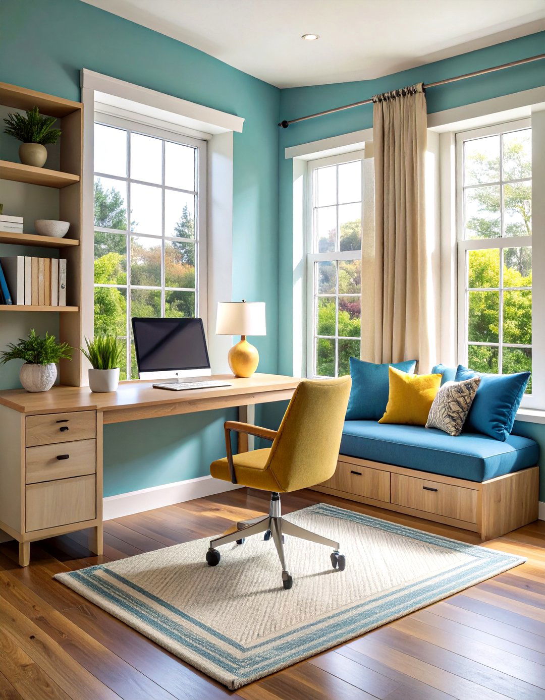 Window Seat Desk Combination - 24 Desk in Living Room Ideas