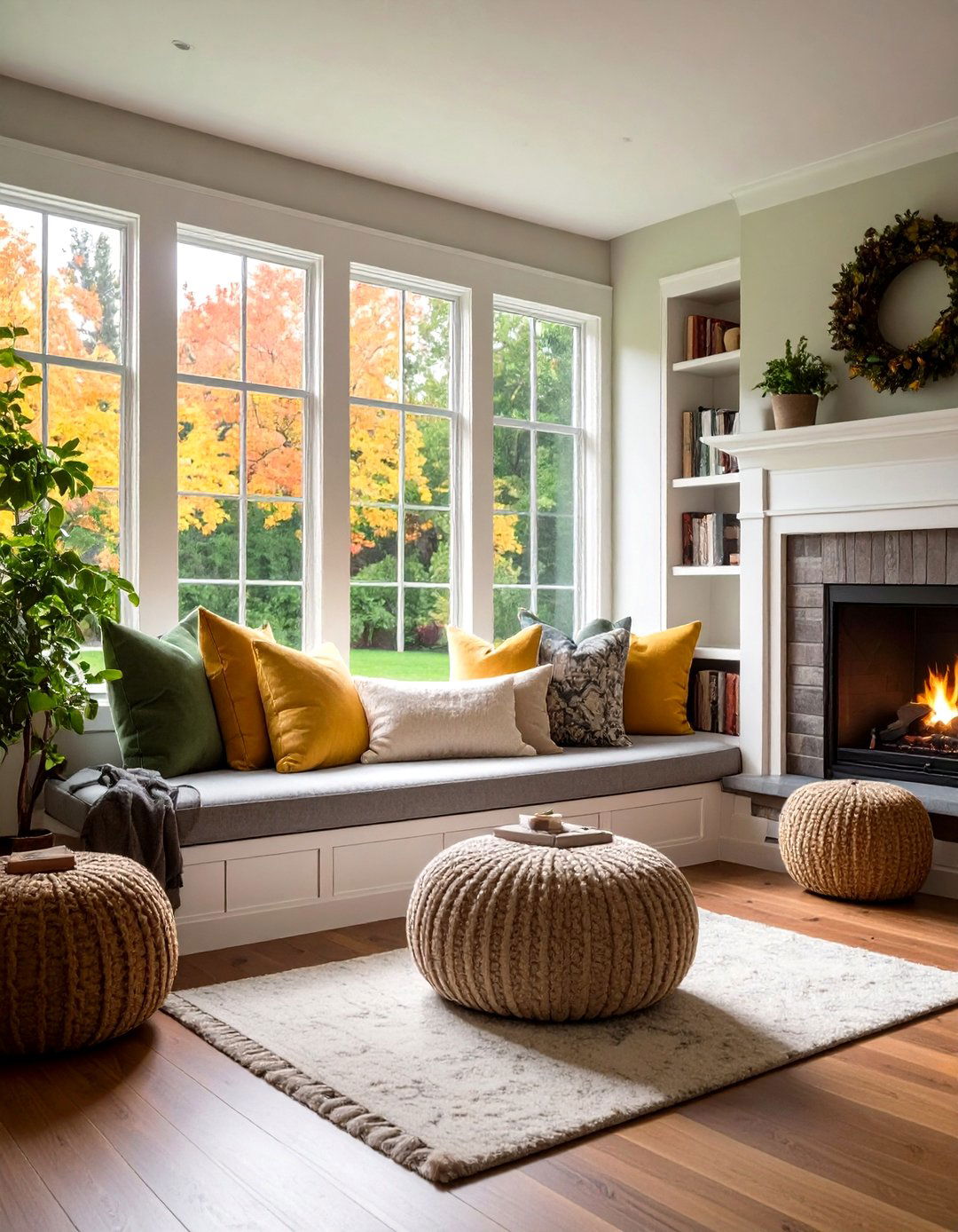 Window Seat Fireplace Reading Nook - 24 Fireplace Bench Ideas
