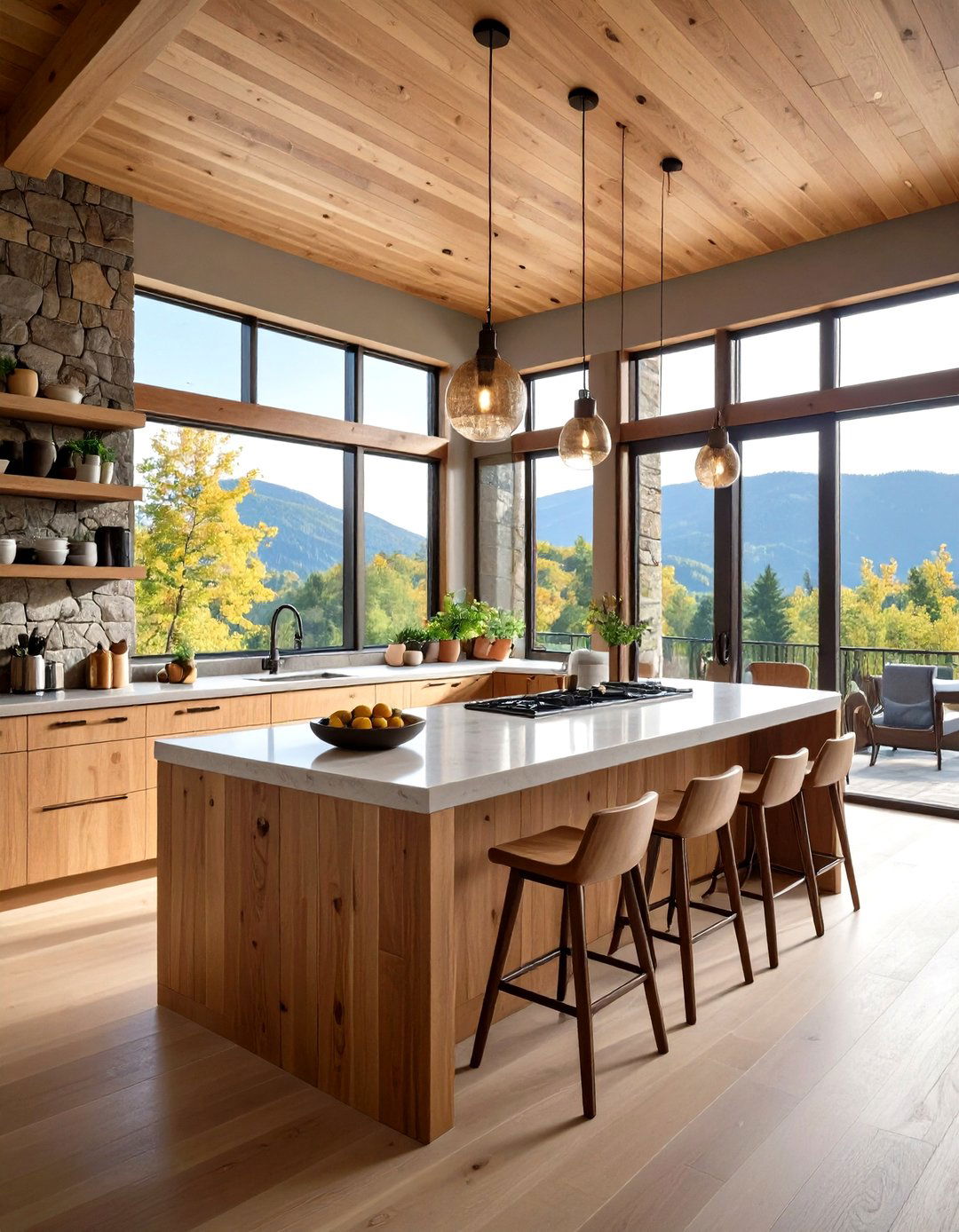 Window Wall Kitchen - 24 Mountain House Kitchen Ideas